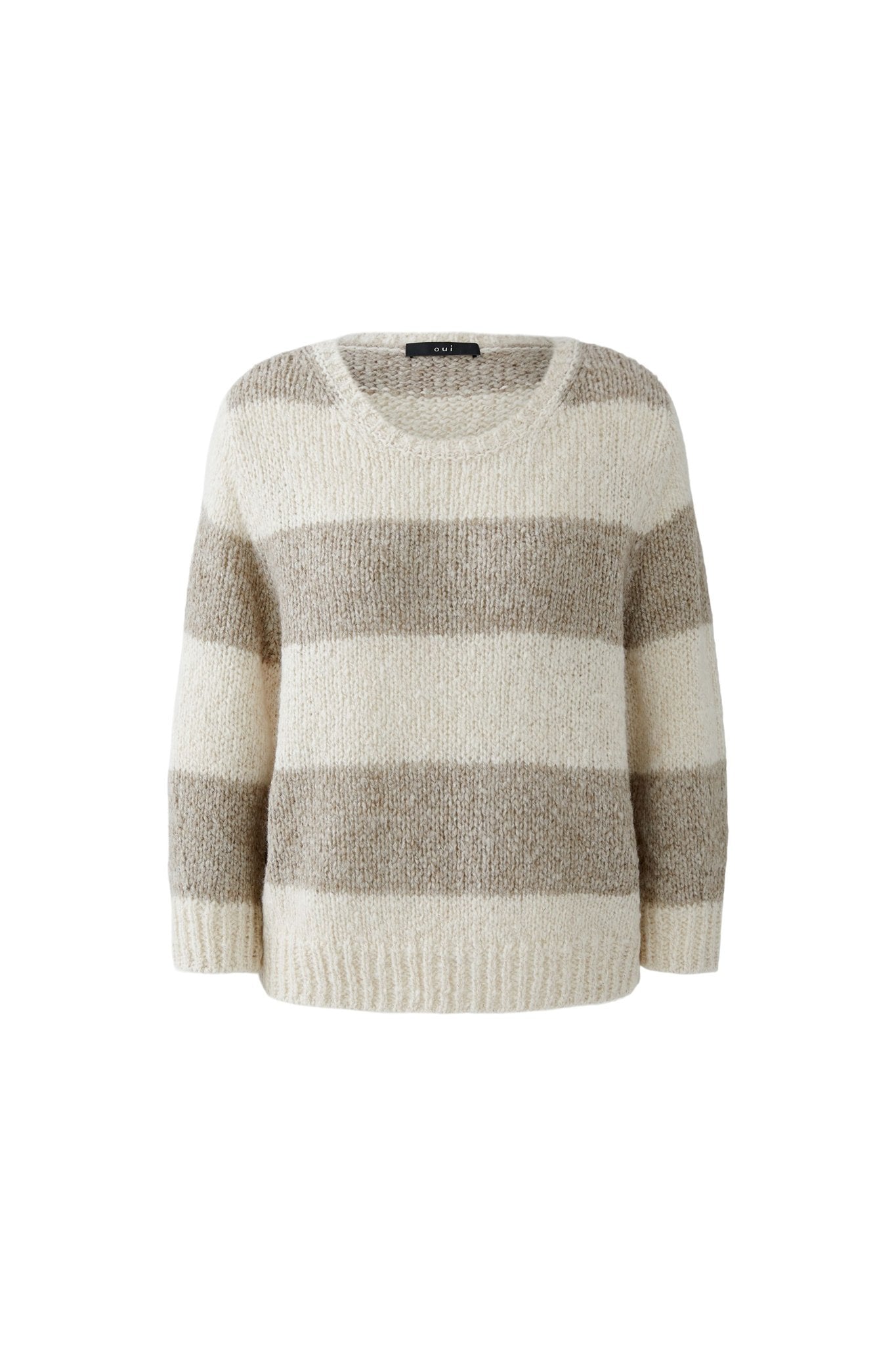 Oui Strickpullover Lt Stone Taupe