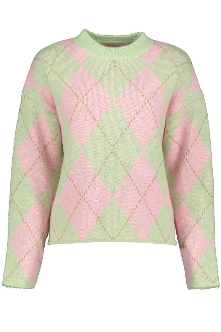 Goose Flash Strickpullover Grün/Rosa