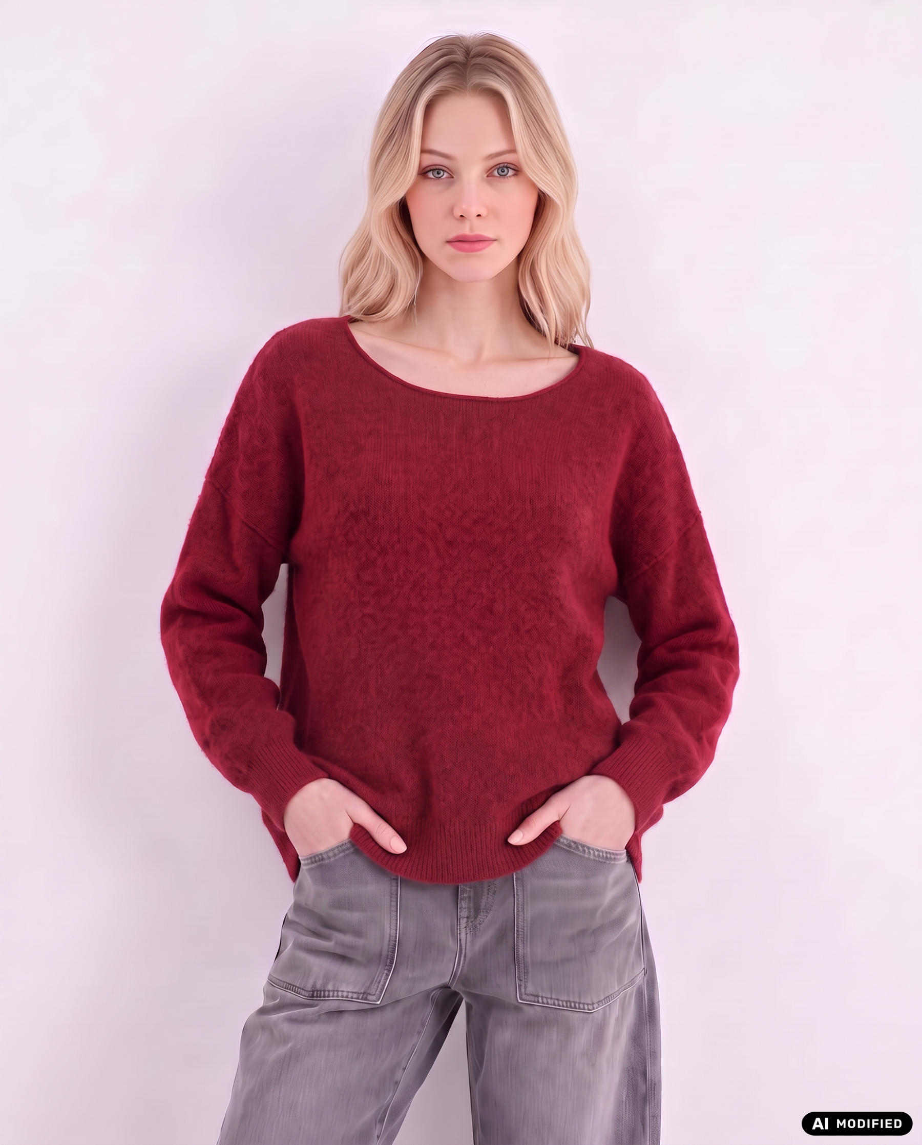 Strickpullover mit U-Boot-Ausschnitt
