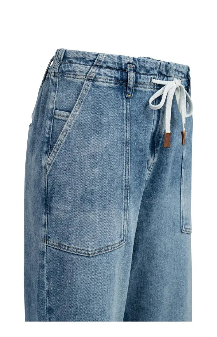 Jeans in lockerer Passform mit Tunnelzug im Bund