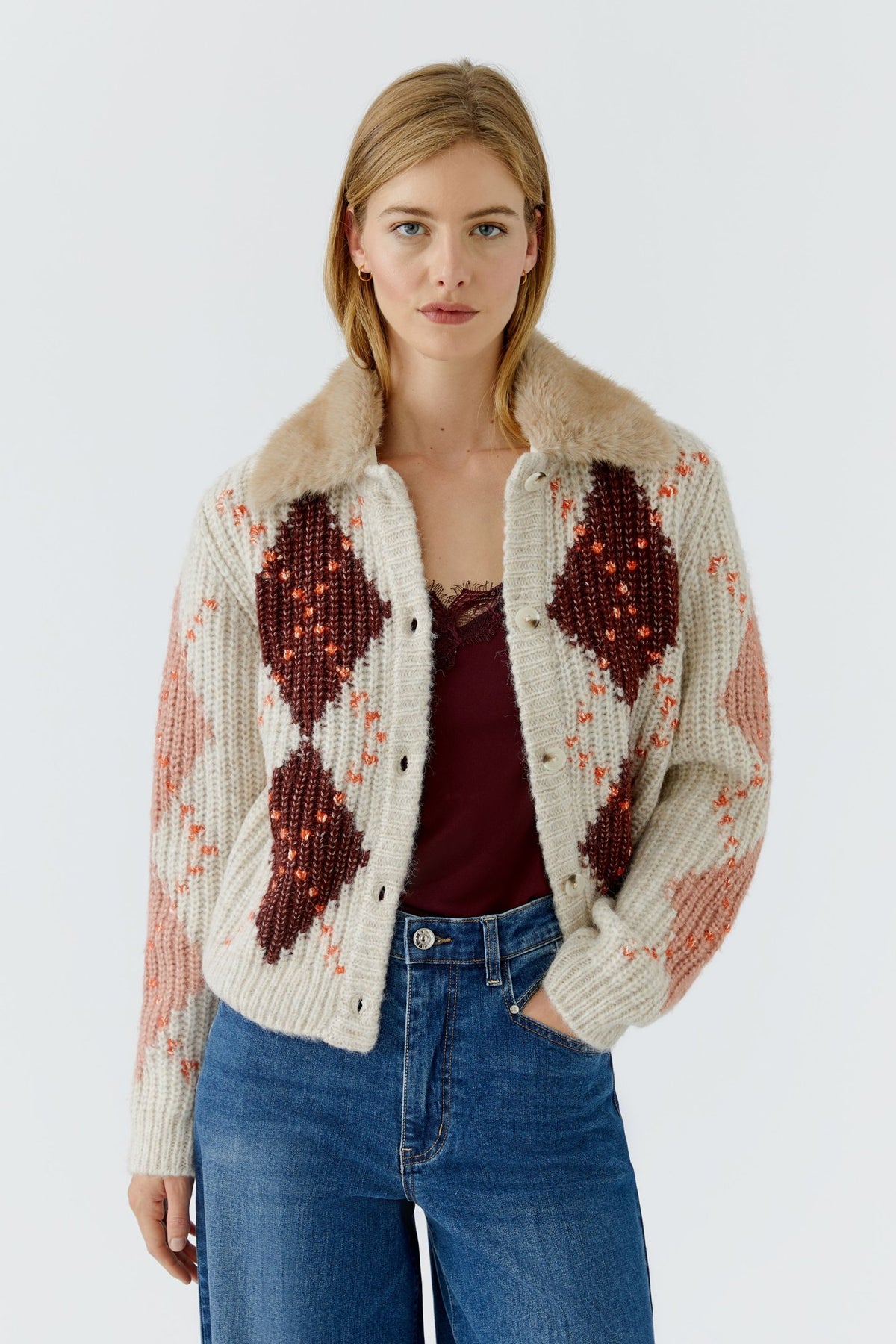 Strickjacke mit Argyle-Muster
