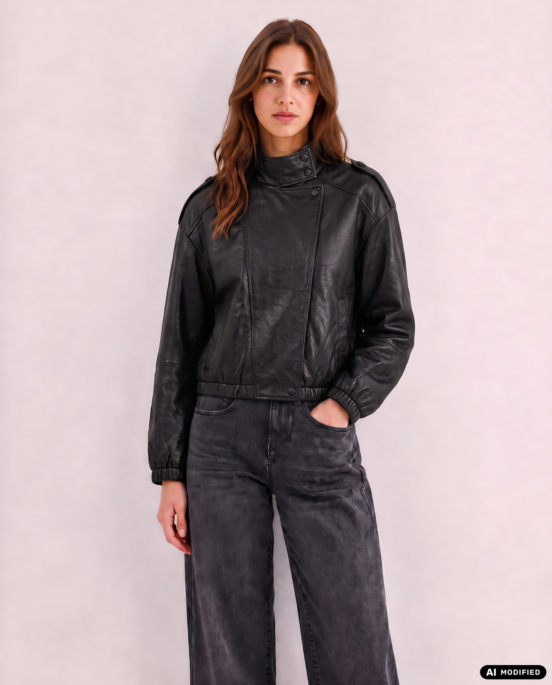 Kunstlederjacke mit Reisverschluss