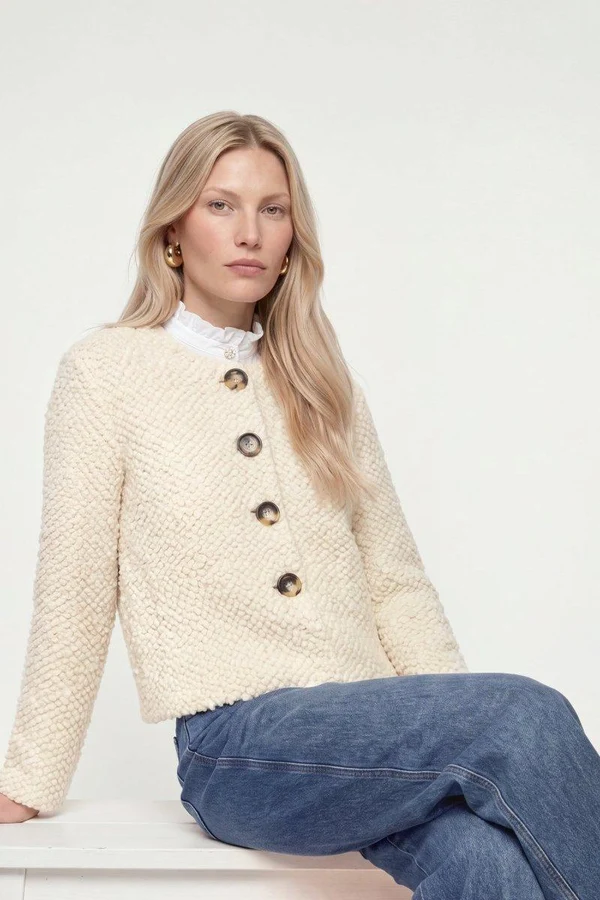 Bouclé-Cardigan mit Noppenstrick