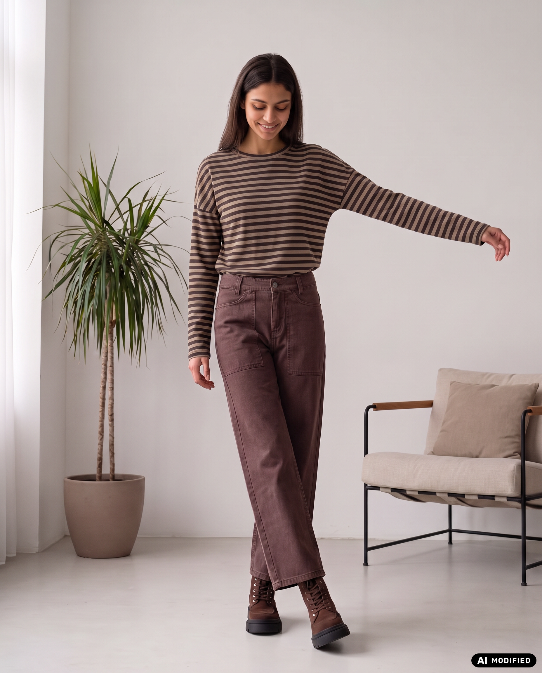 verkürztes Sweatshirt mit Streifen