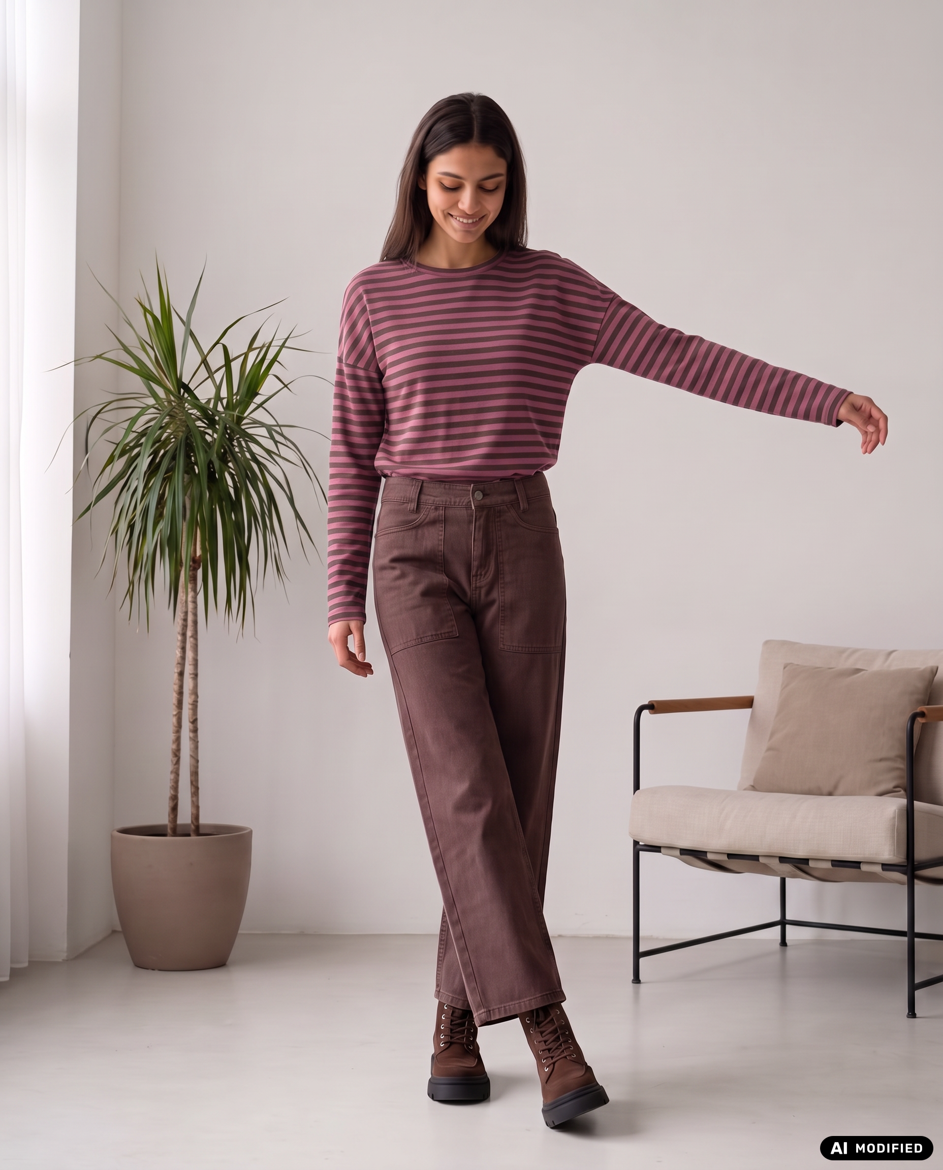 verkürztes Sweatshirt mit Streifen