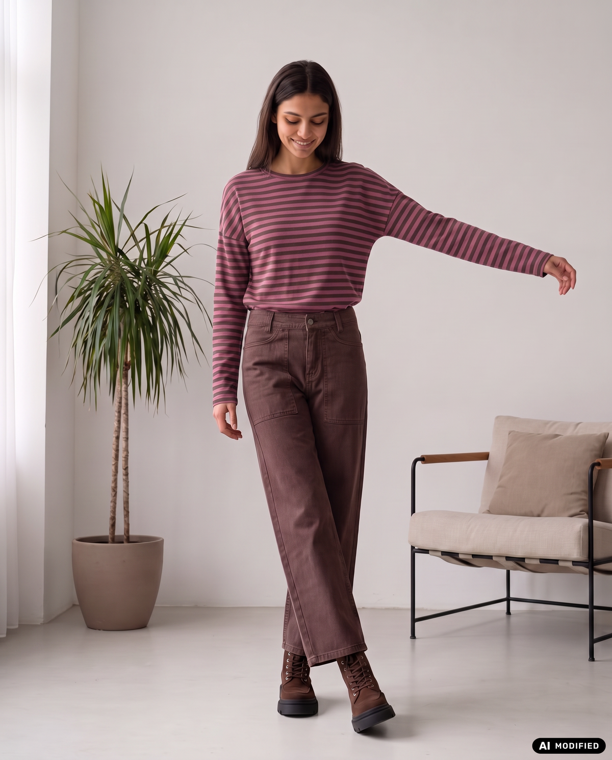 verkürztes Sweatshirt mit Streifen
