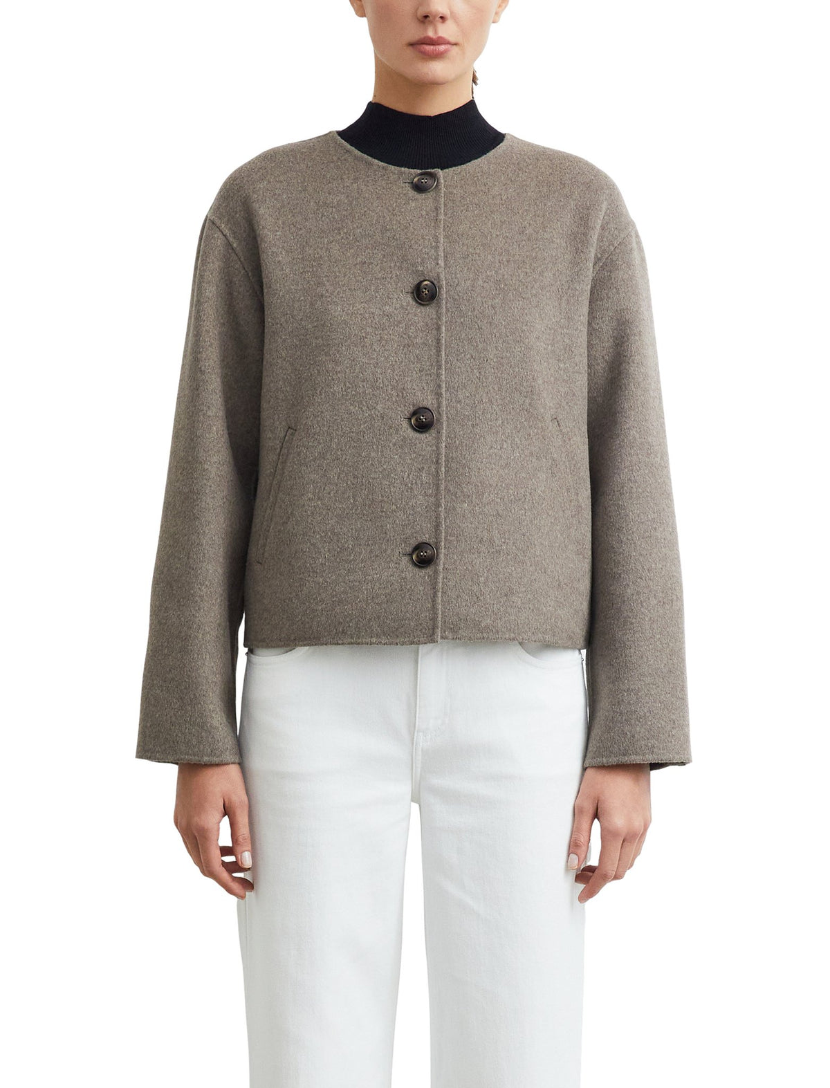 Doubleface-Jacke mit abnehmbarem Schal