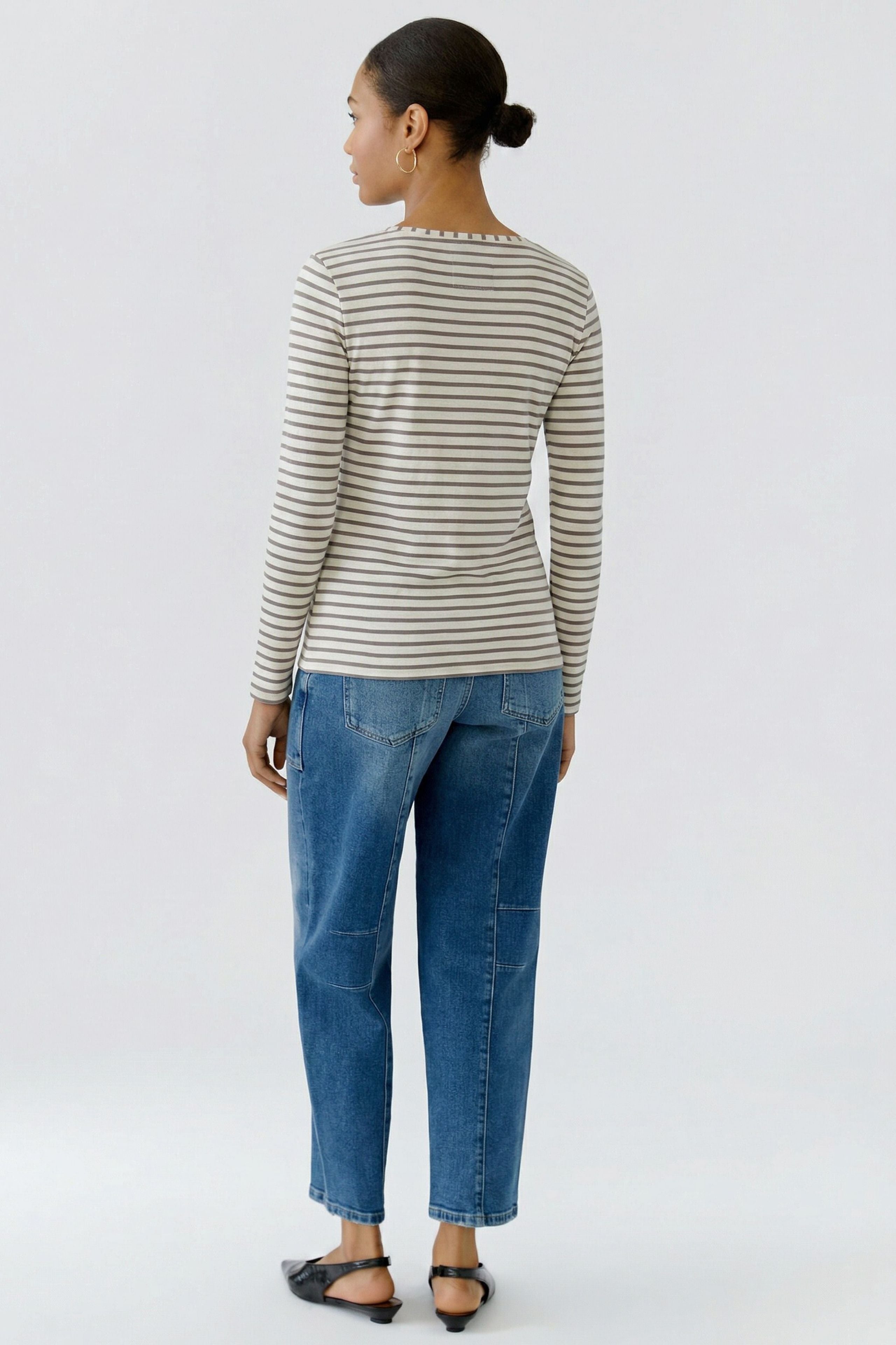 Oui Longsleeve Dk Brown Offwhite