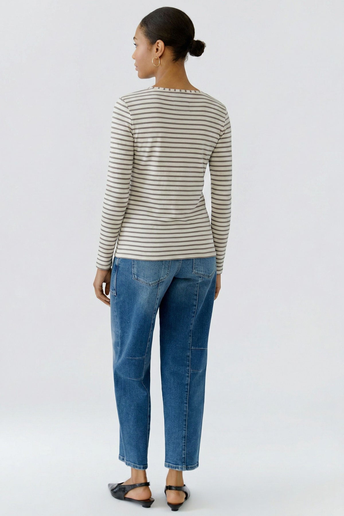 Oui Longsleeve Dk Brown Offwhite