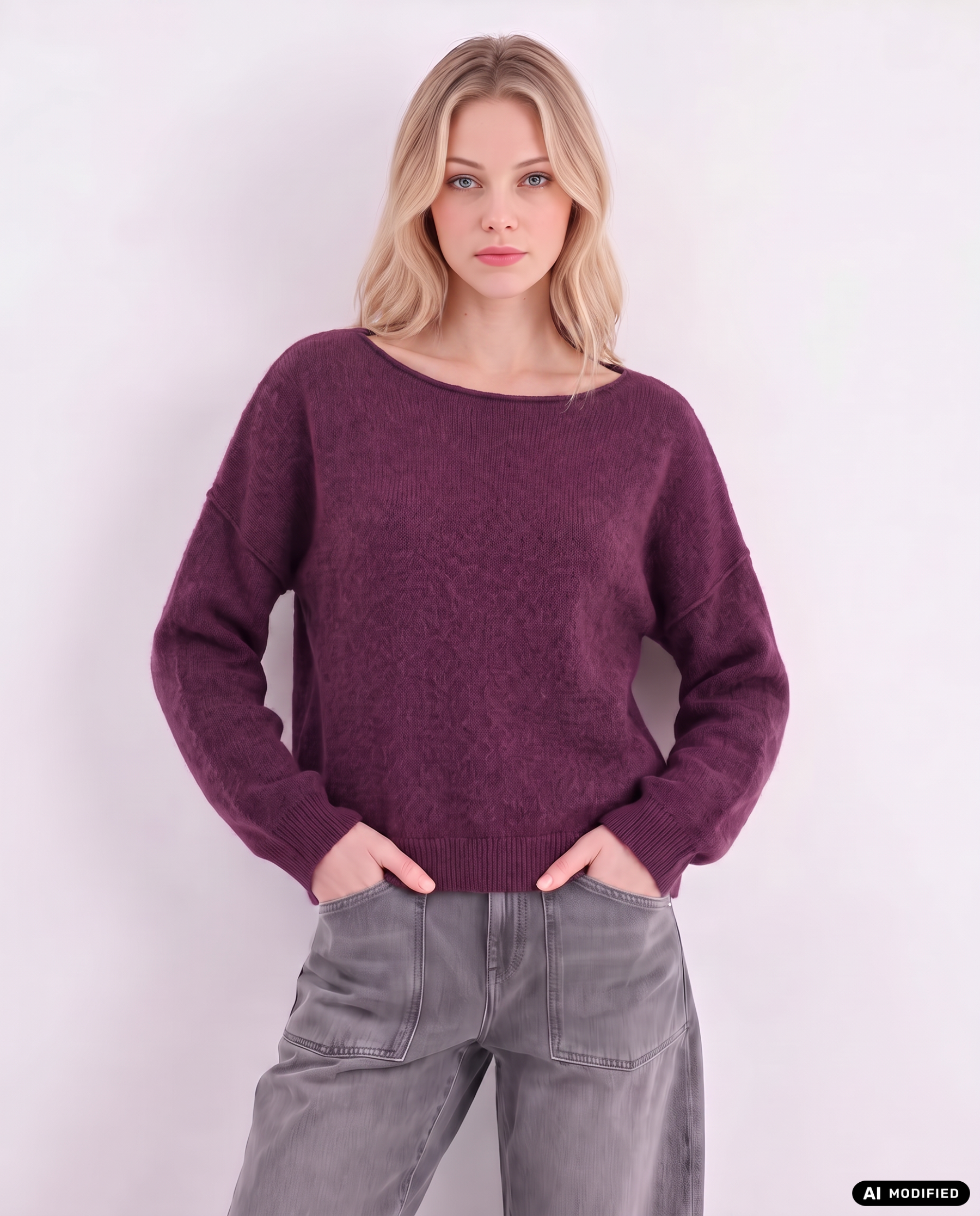 Strickpullover mit Rollkanten