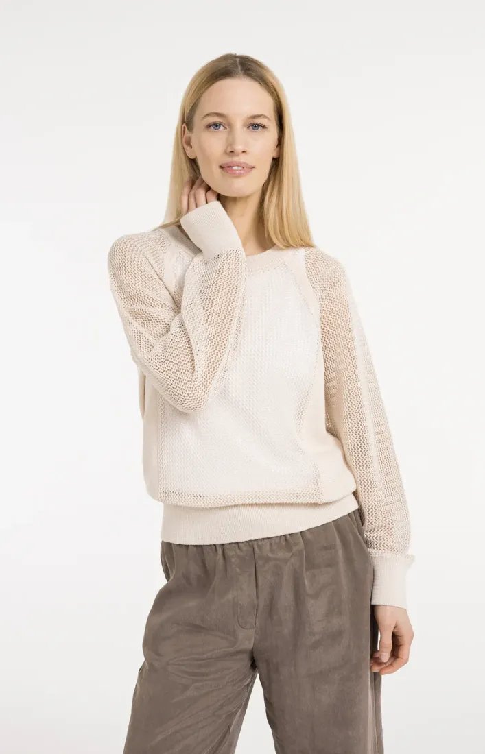 Strickpullover in Netzoptik mit Raglanärmeln