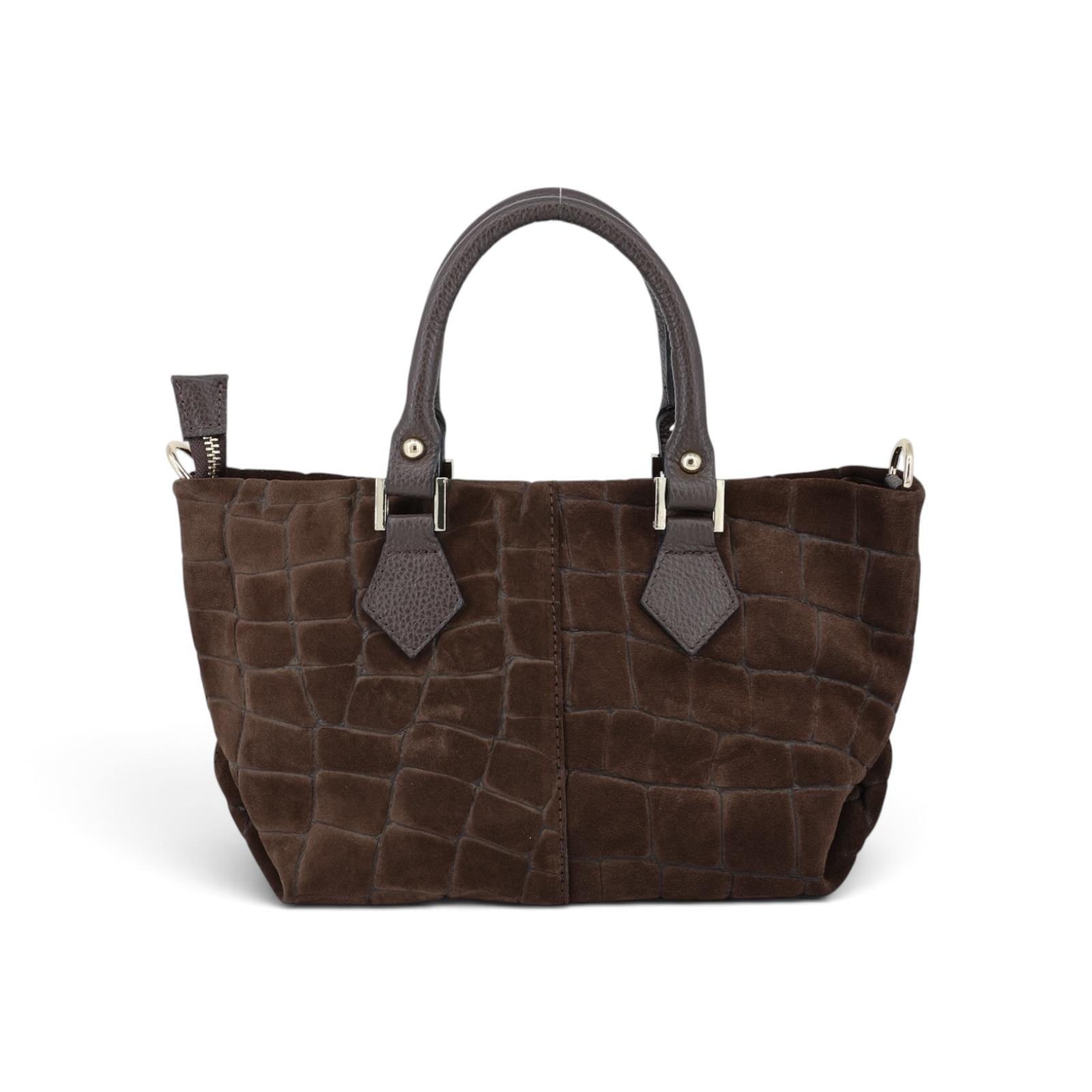 Wildleder Tasche mit Krokoprägung