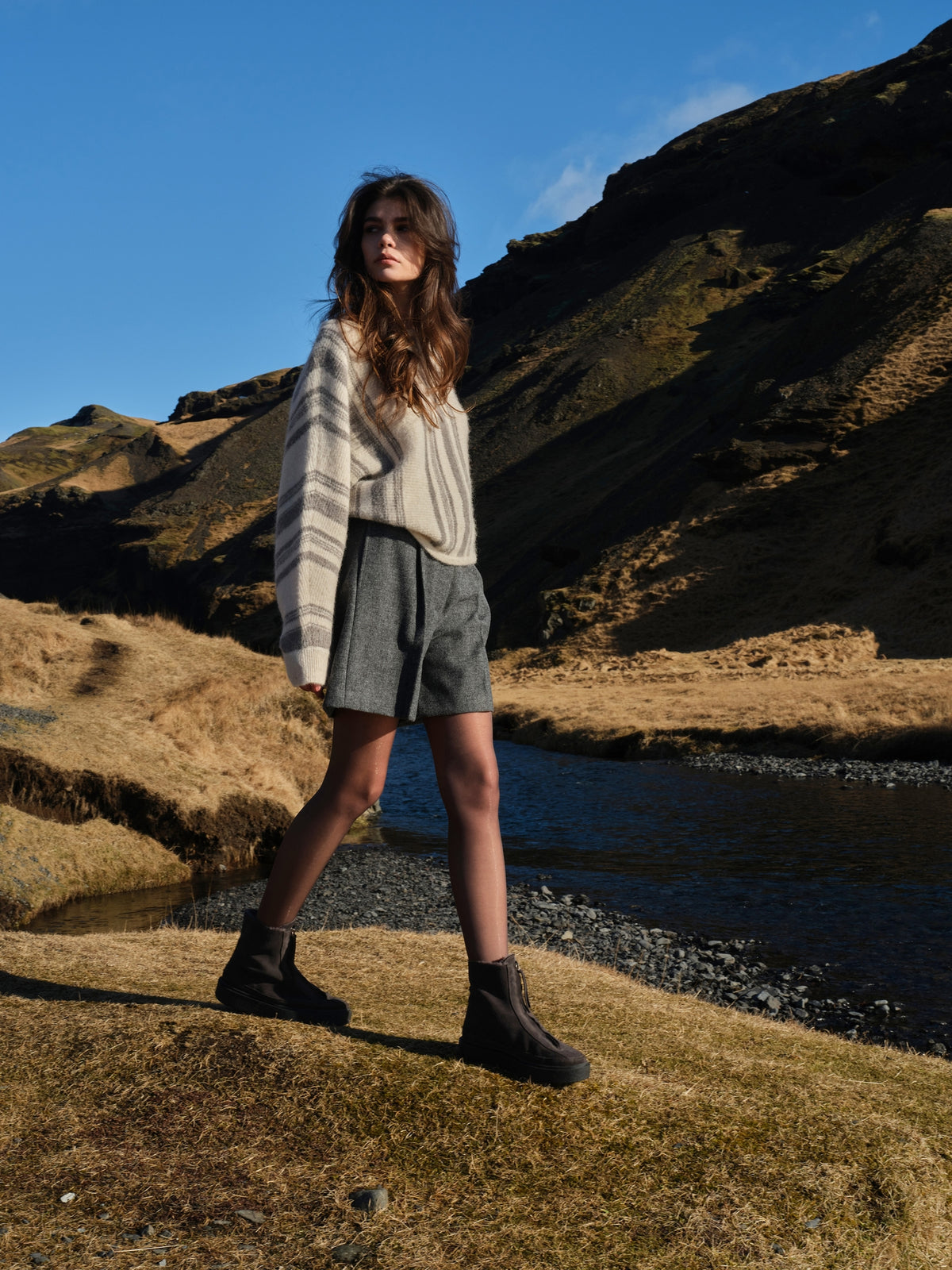 Shorts mit Fischgrätmuster
