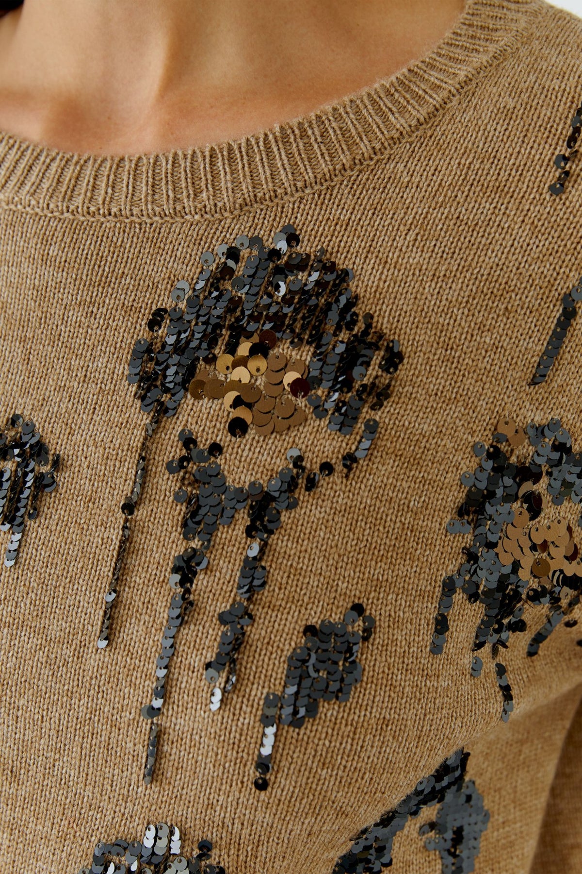 Strickpullover mit Pailletten