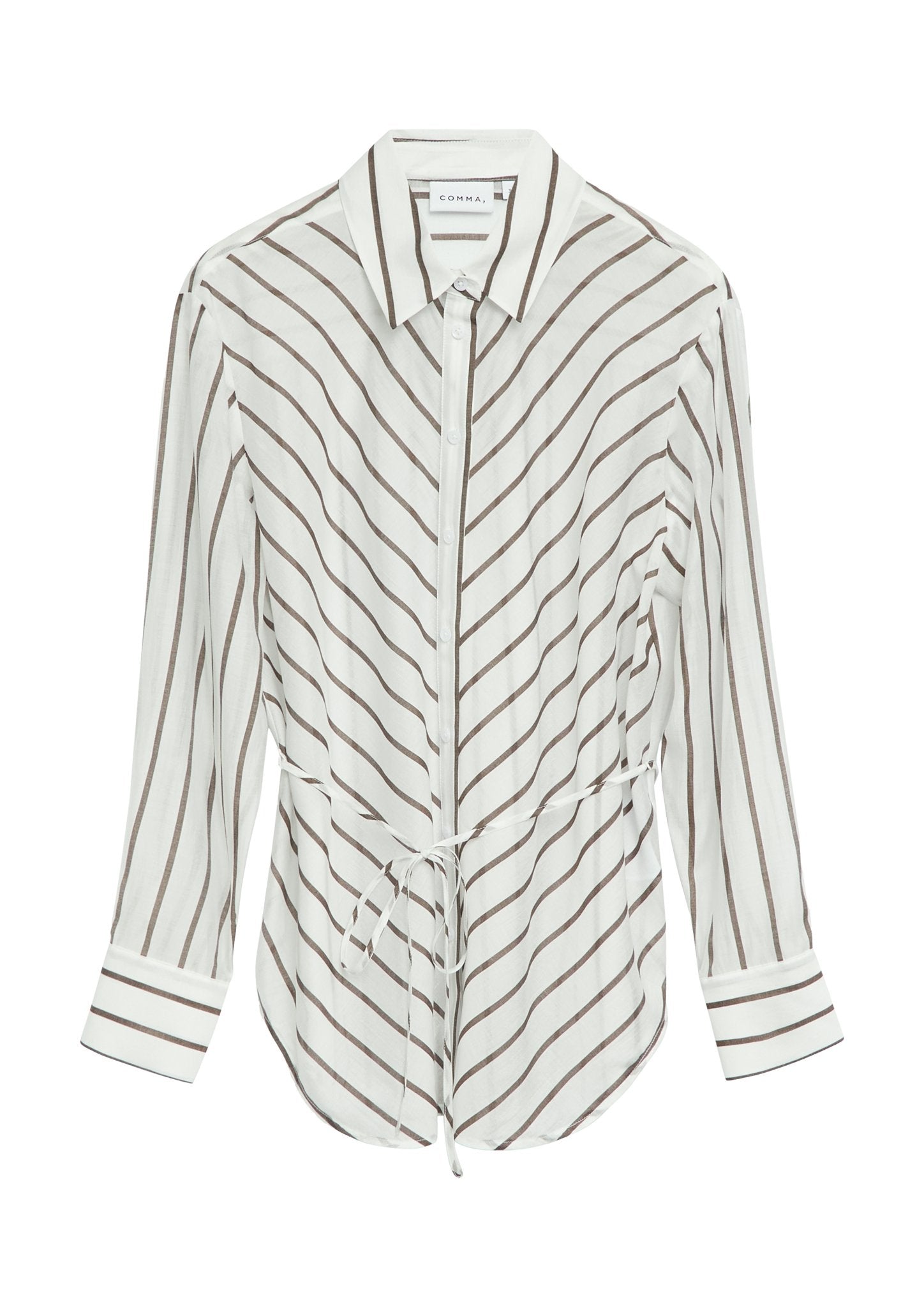 Bluse mit Streifen und Bindegürtel