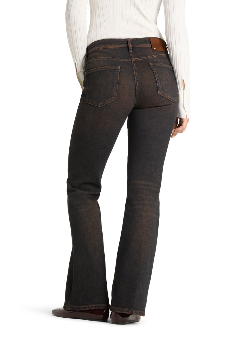 Cambio Flared Leg Cross Brown Overdyed