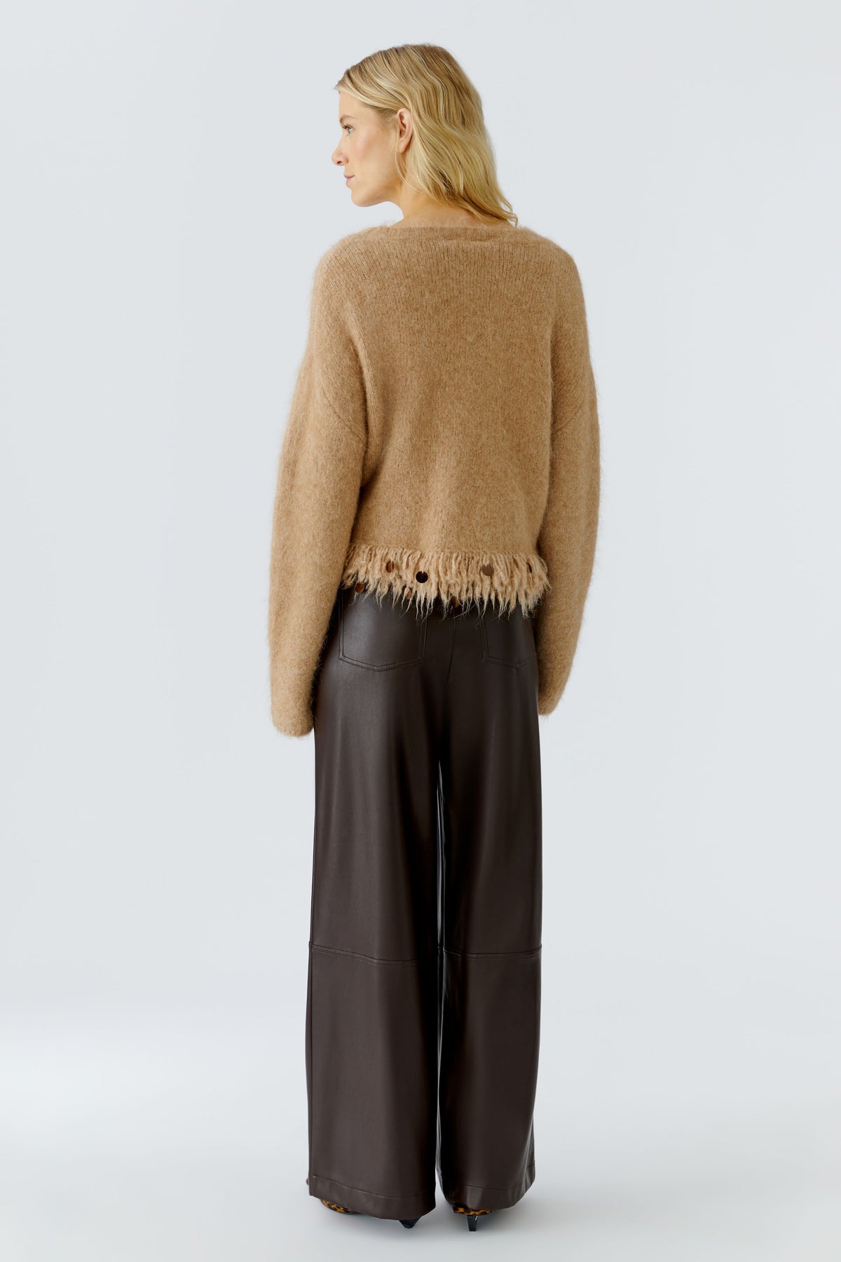 Oui Strickpullover Beigemel