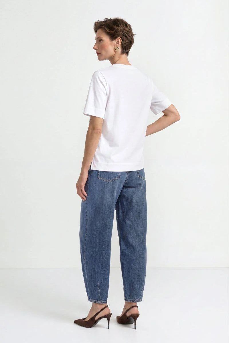 Baumwoll-T-Shirt mit Modeillustration