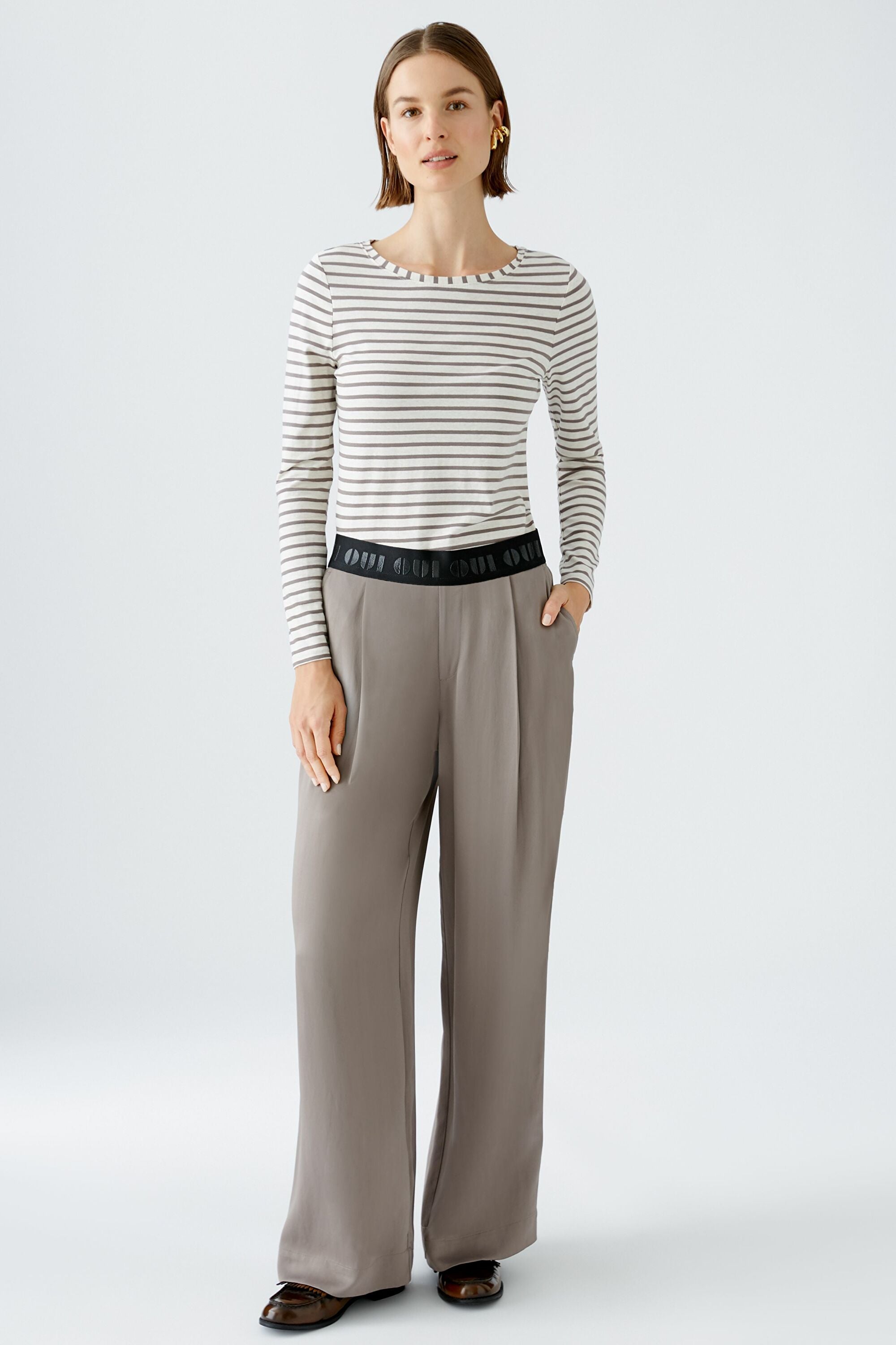 Oui Longsleeve Dk Brown Offwhite