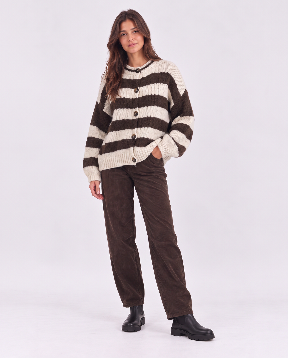 Strickjacke mit Streifen