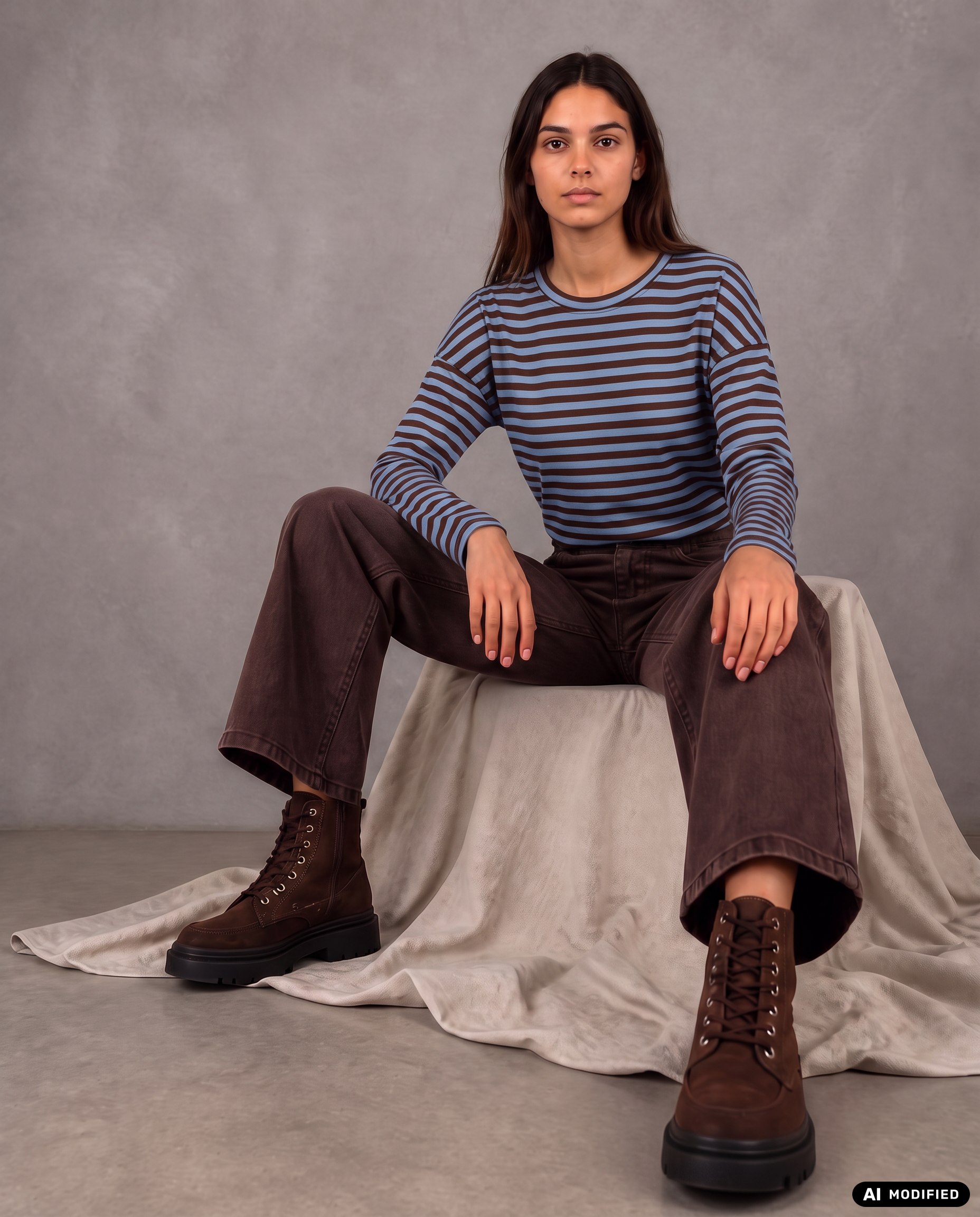verkürztes Sweatshirt mit Streifen