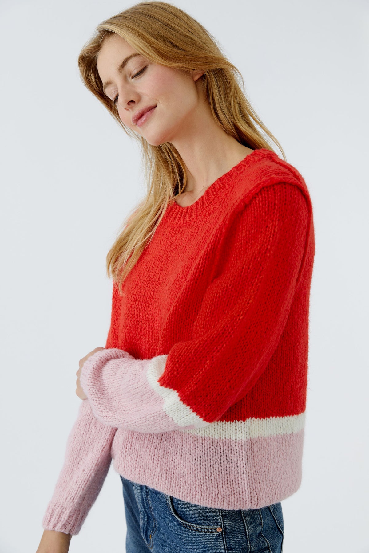 Oui Strickpullover Red Rose