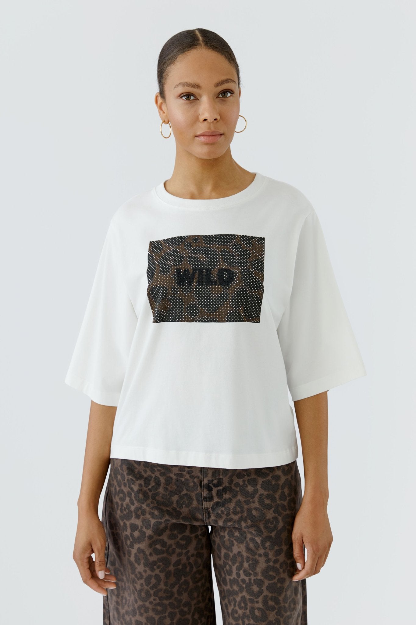 T-Shirt mit plaziertem Motiv