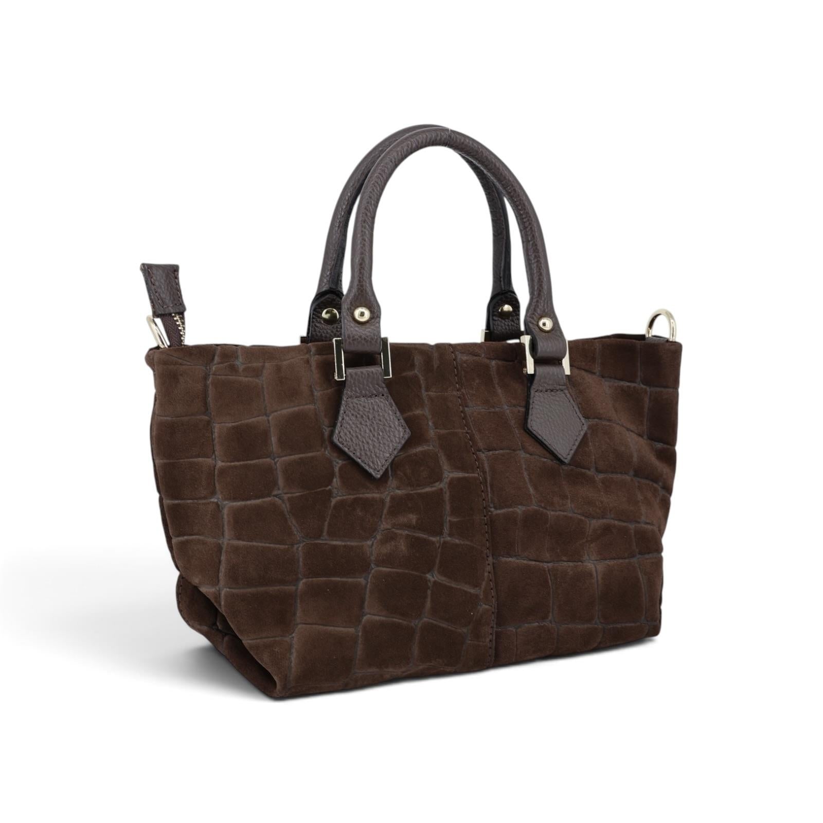 Wildleder Tasche mit Krokoprägung