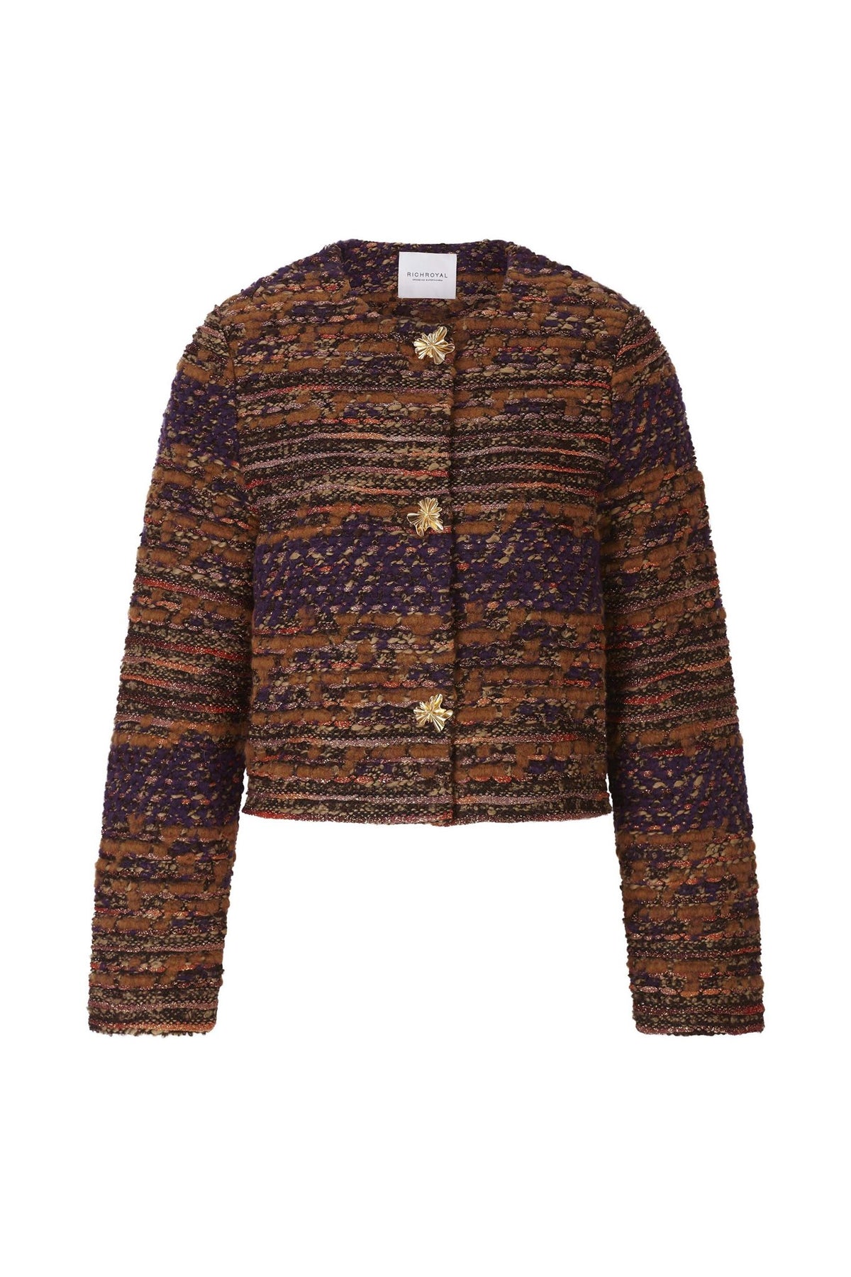 Bouclé Jacke mit Schmuckknöpfen