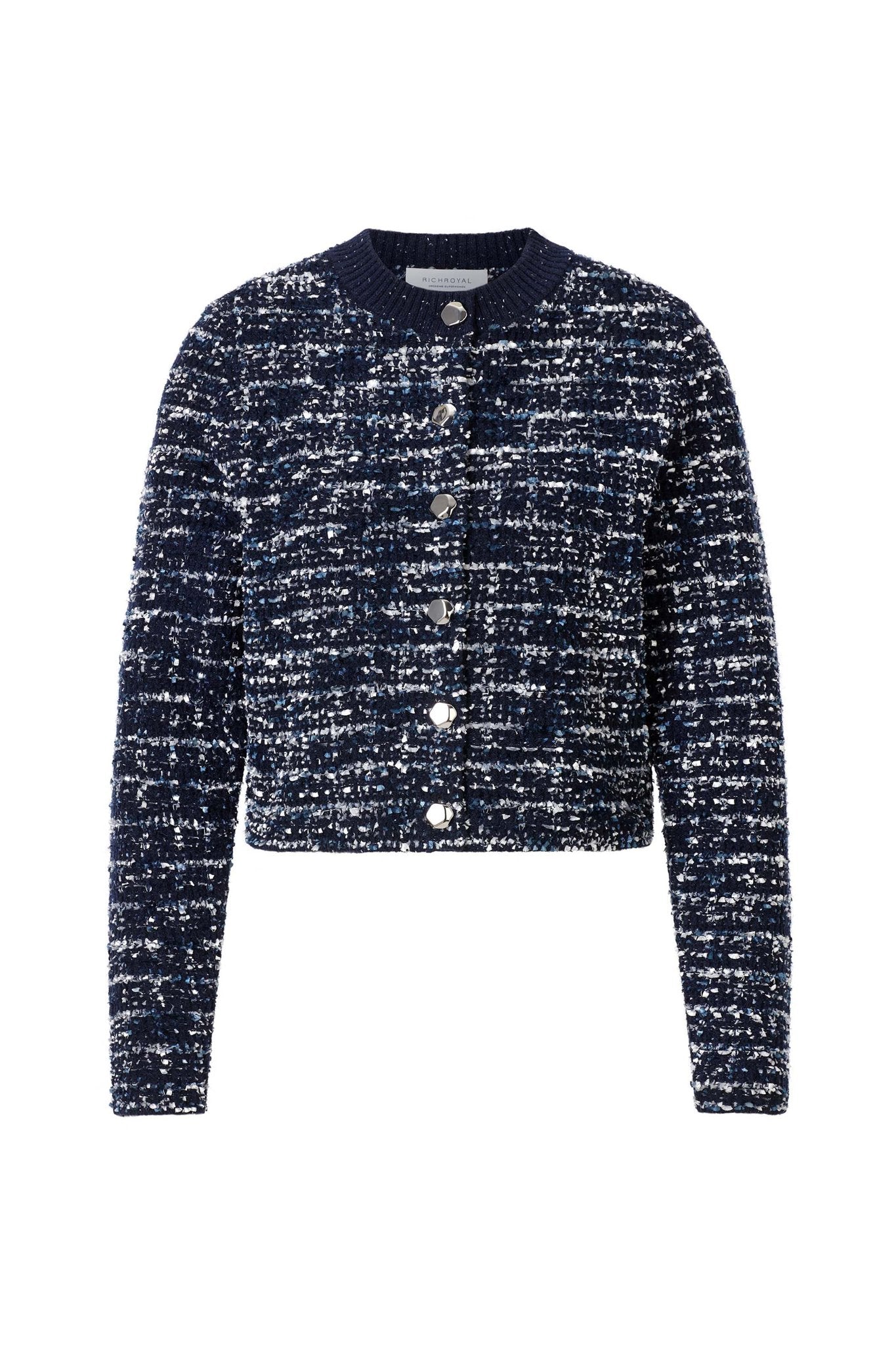 Bouclé-Cardigan mit Metallknöpfen