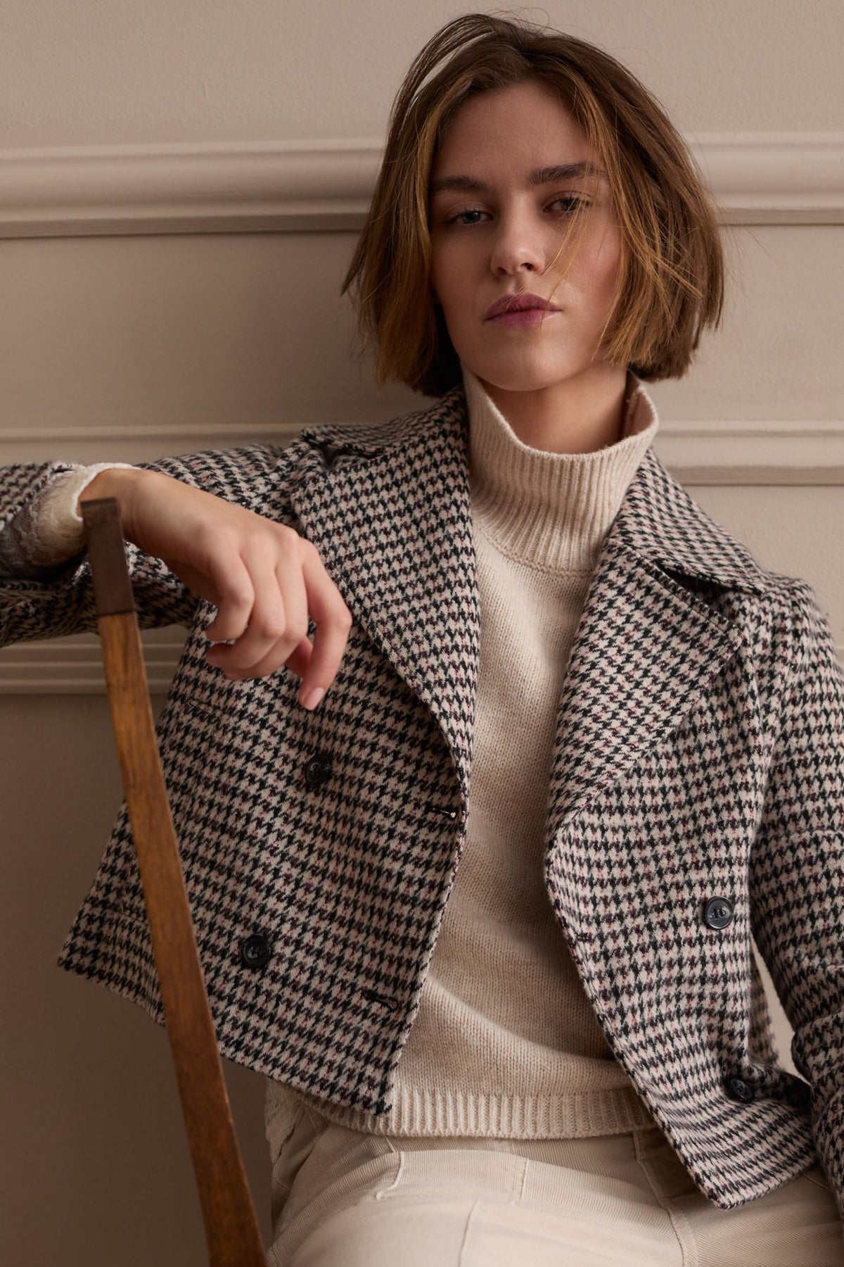 Blazer mit Pepita Jacquard