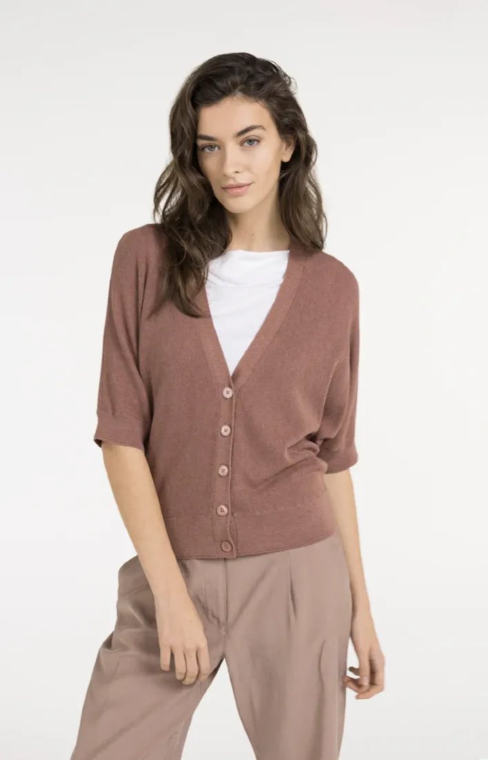 Yaya Strickjacken Burlwood Old Pink Melange