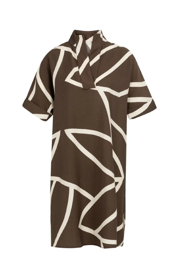 Kurzärmeliges Kleid mit Print und Polokragen