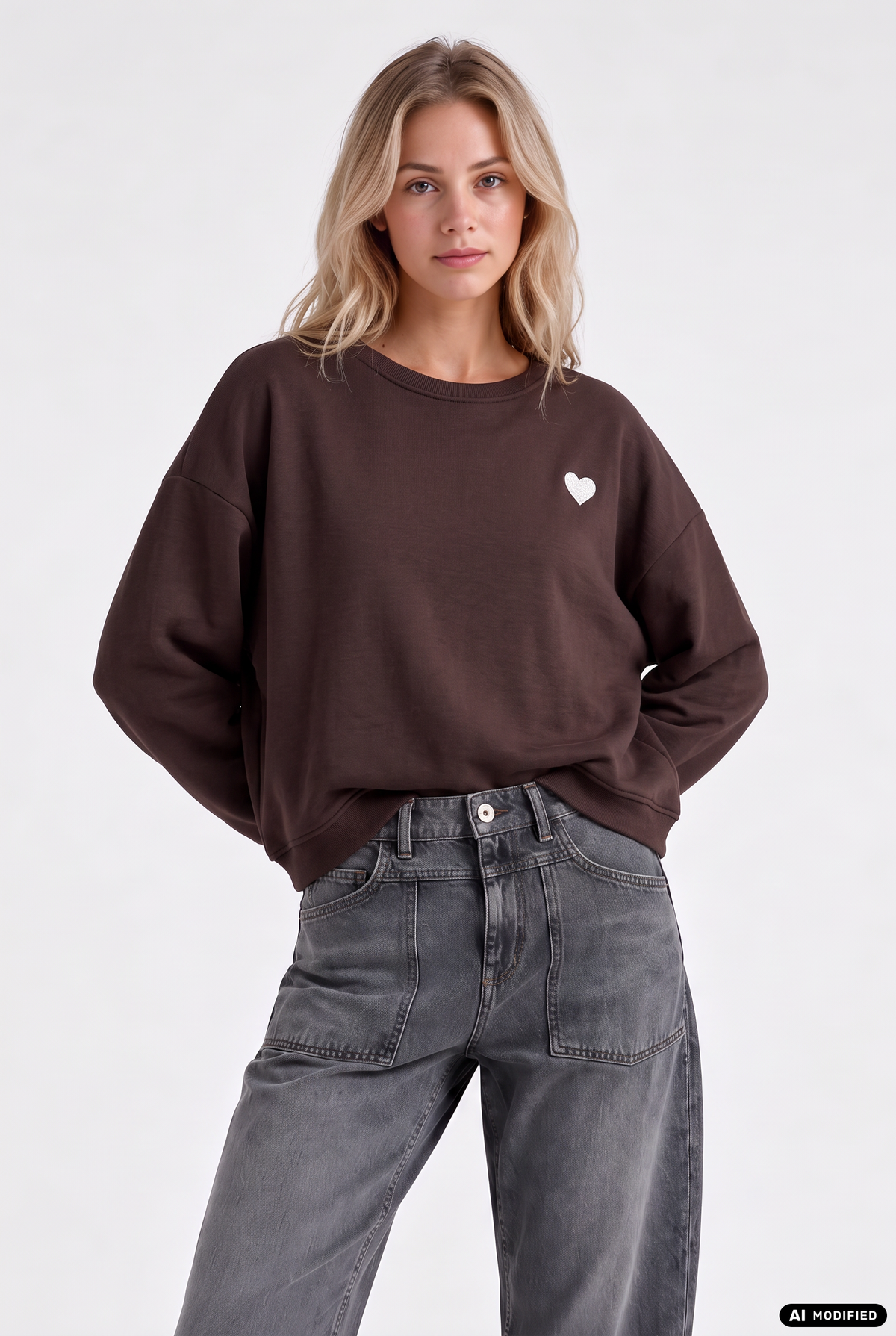 Sweatshirt mit Herzdetail