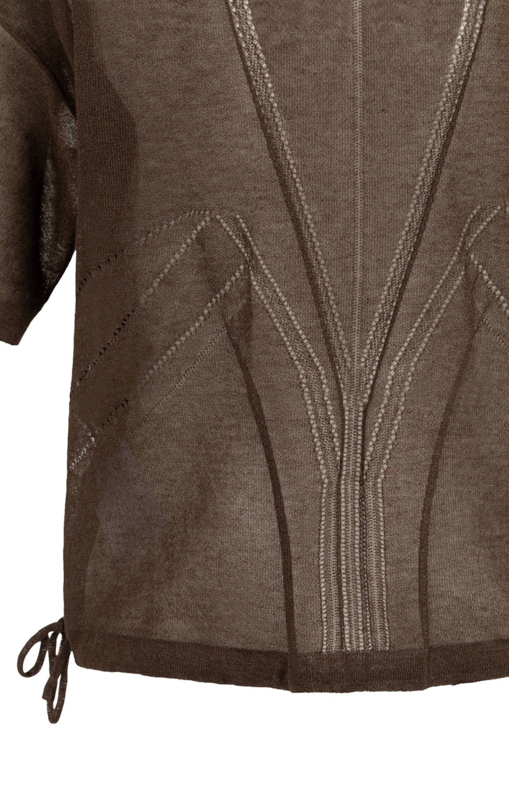 Grobmaschiger Kurzarmpullover mit Ajourmuster