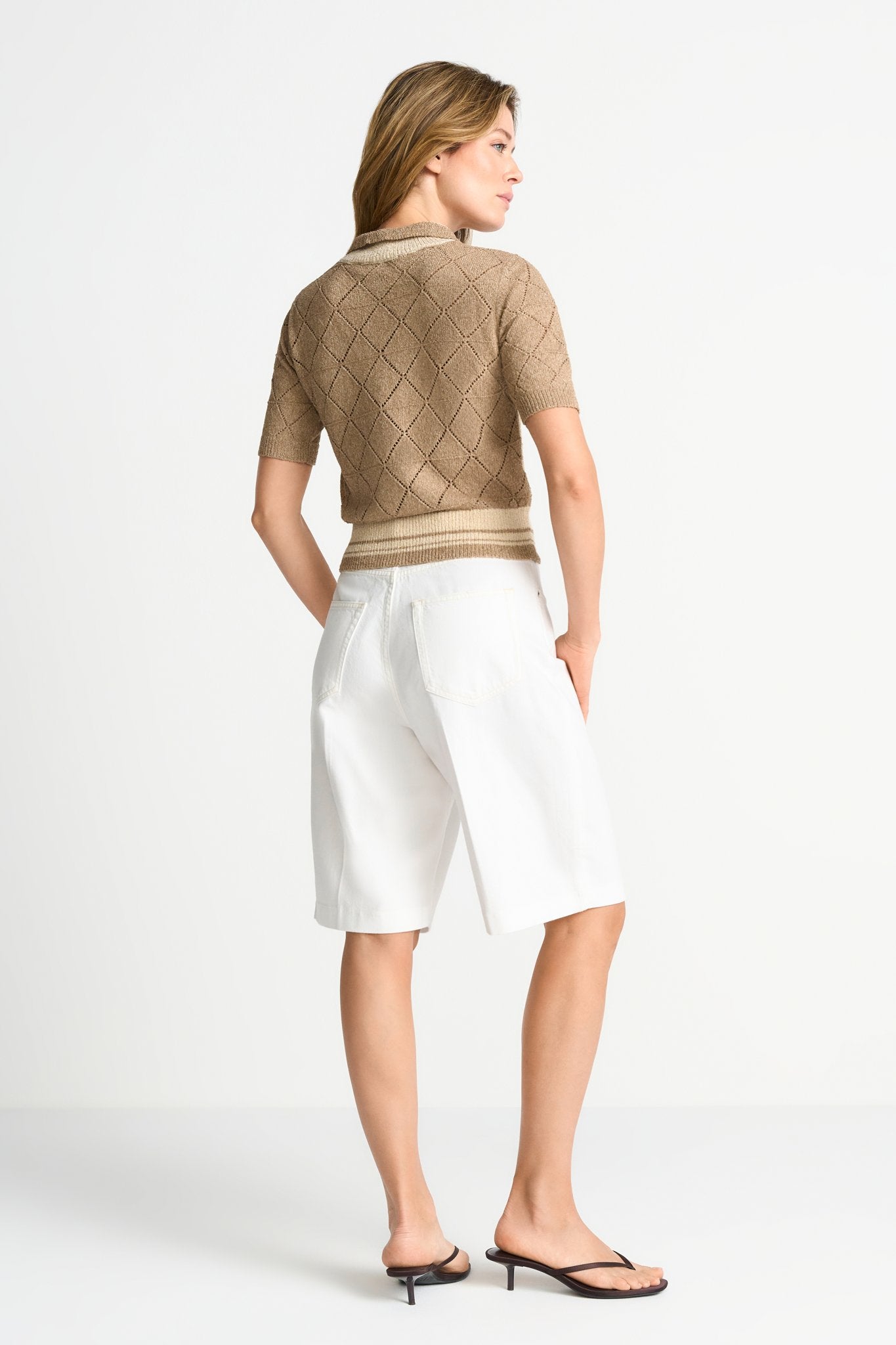 Ajour-Cardigan mit Polokragen