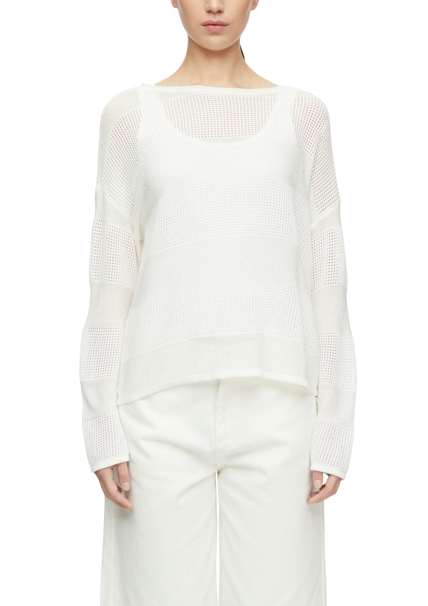 Pullover aus Ajourstrick mit feinen Pailletten