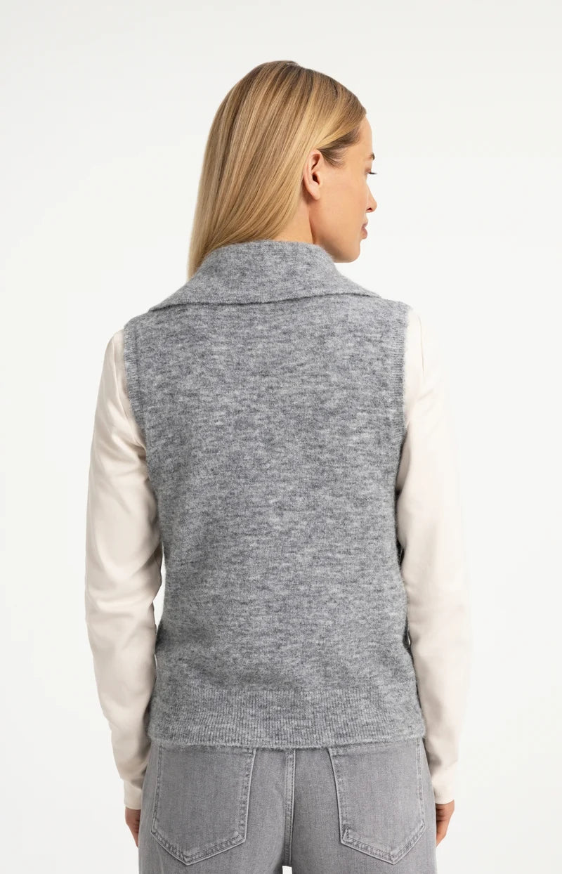 Ärmelloser Strickpullover mit Kragen