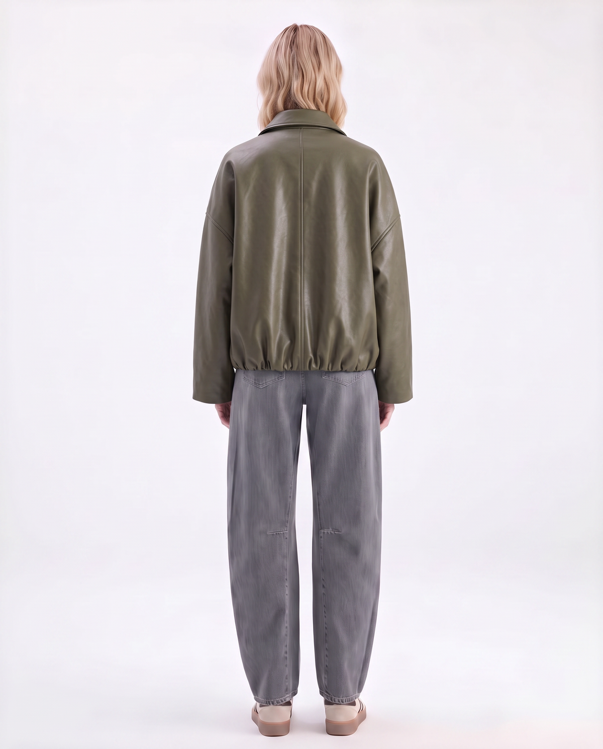 Kunstlederjacke mit Kentkragen