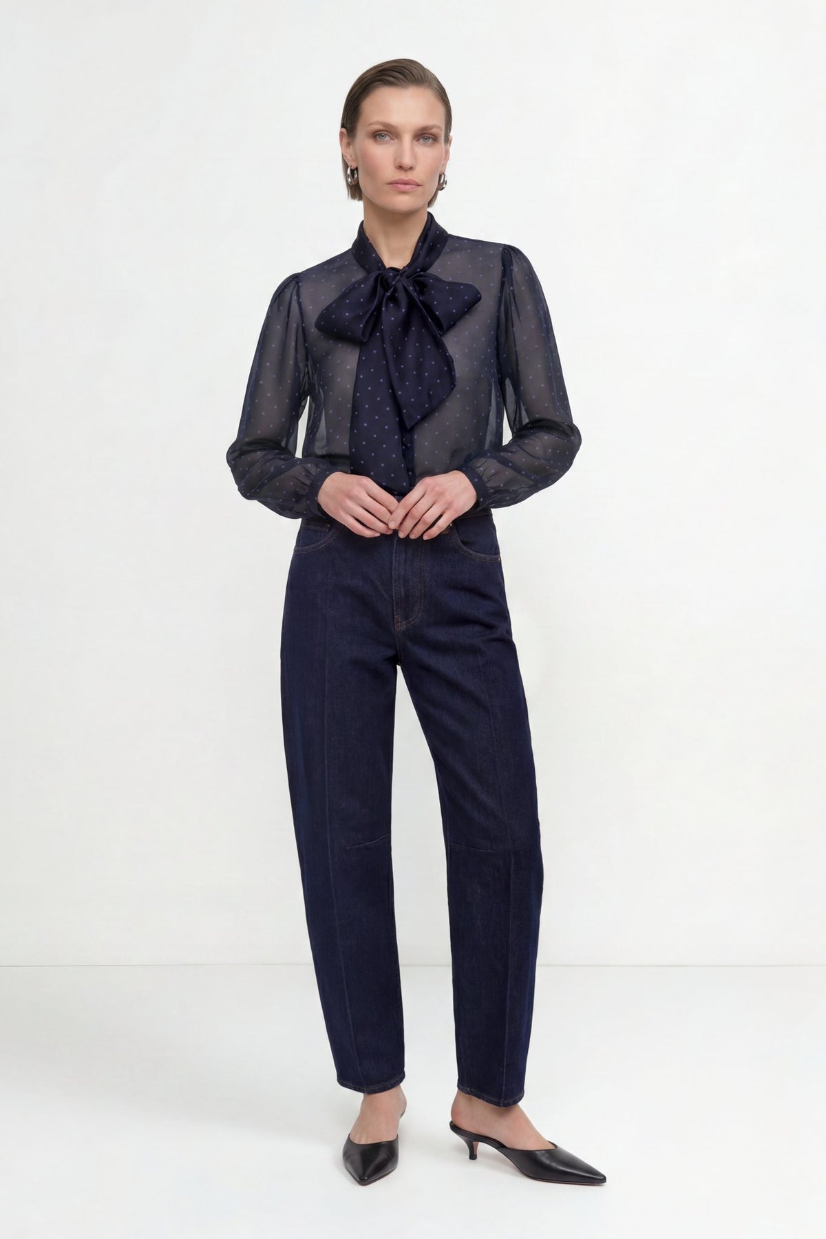 Chiffon-Bluse mit Schluppe