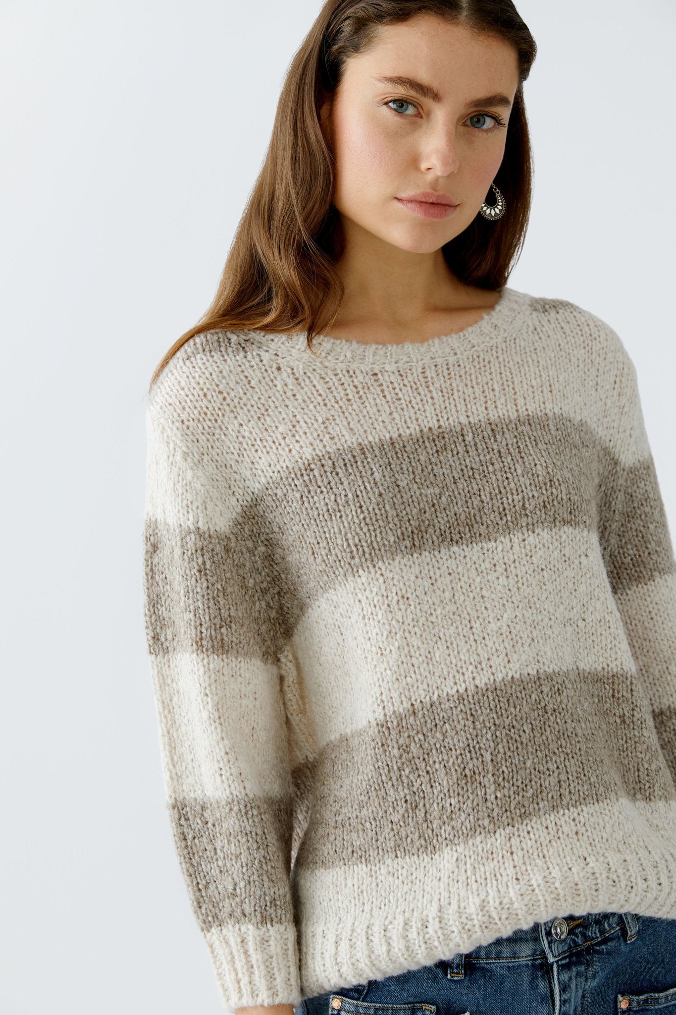 Oui Strickpullover Lt Stone Taupe