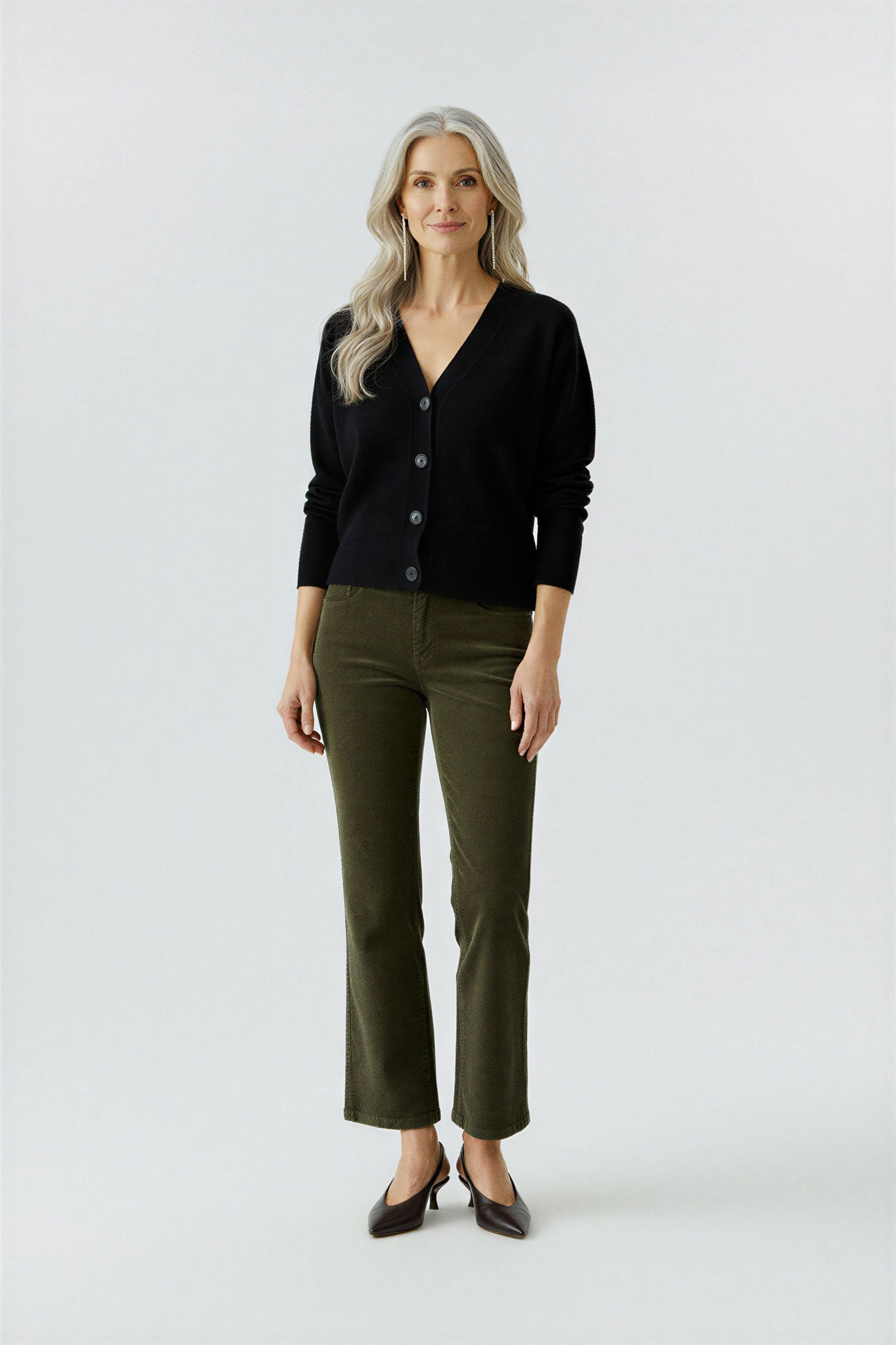 Oui Cordhosen Khaki
