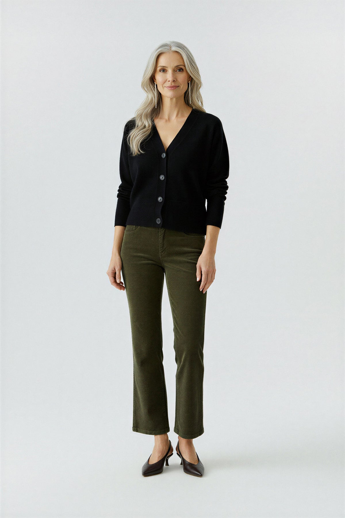 Oui Cordhosen Khaki