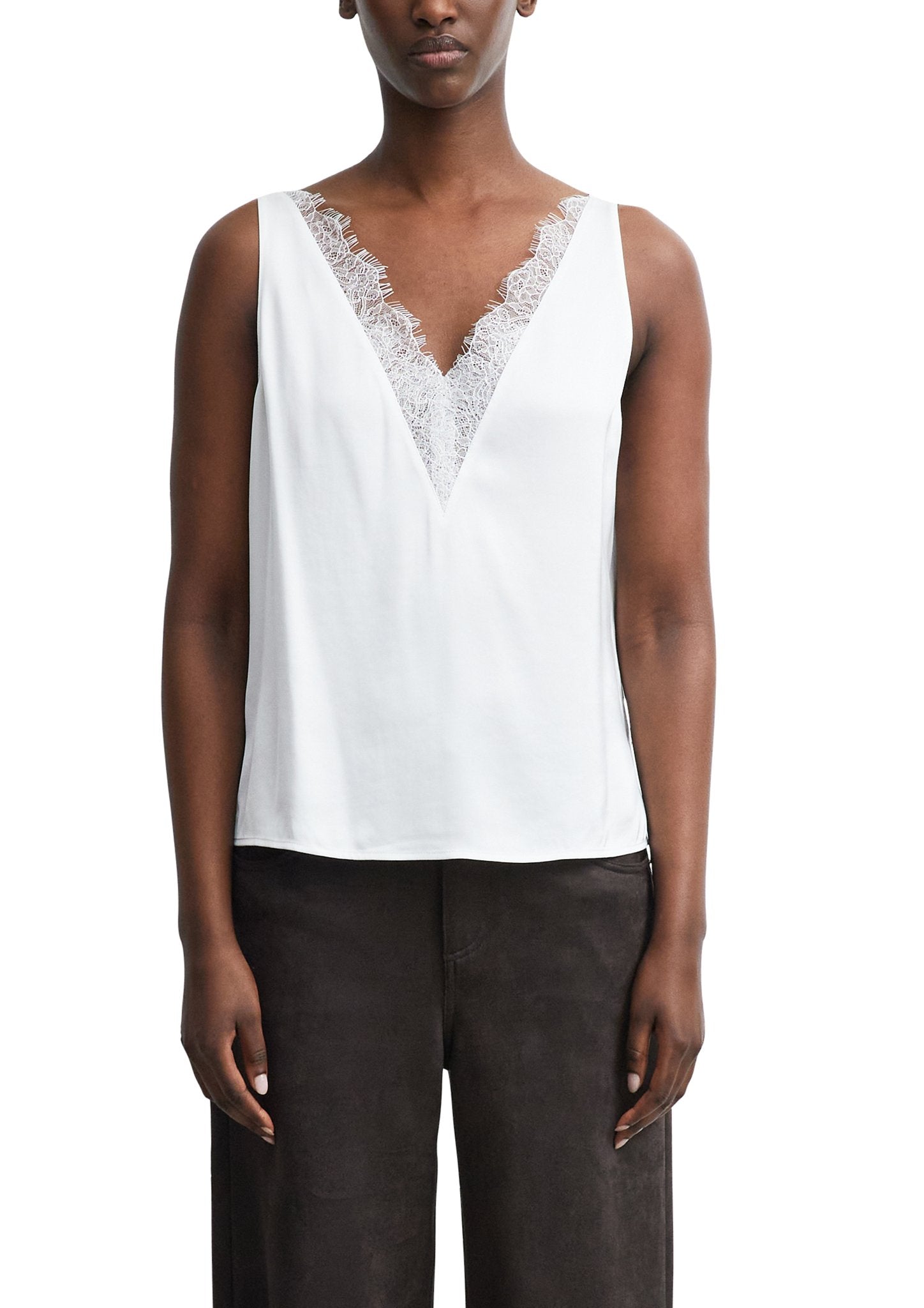 Satin Top mit Spitze