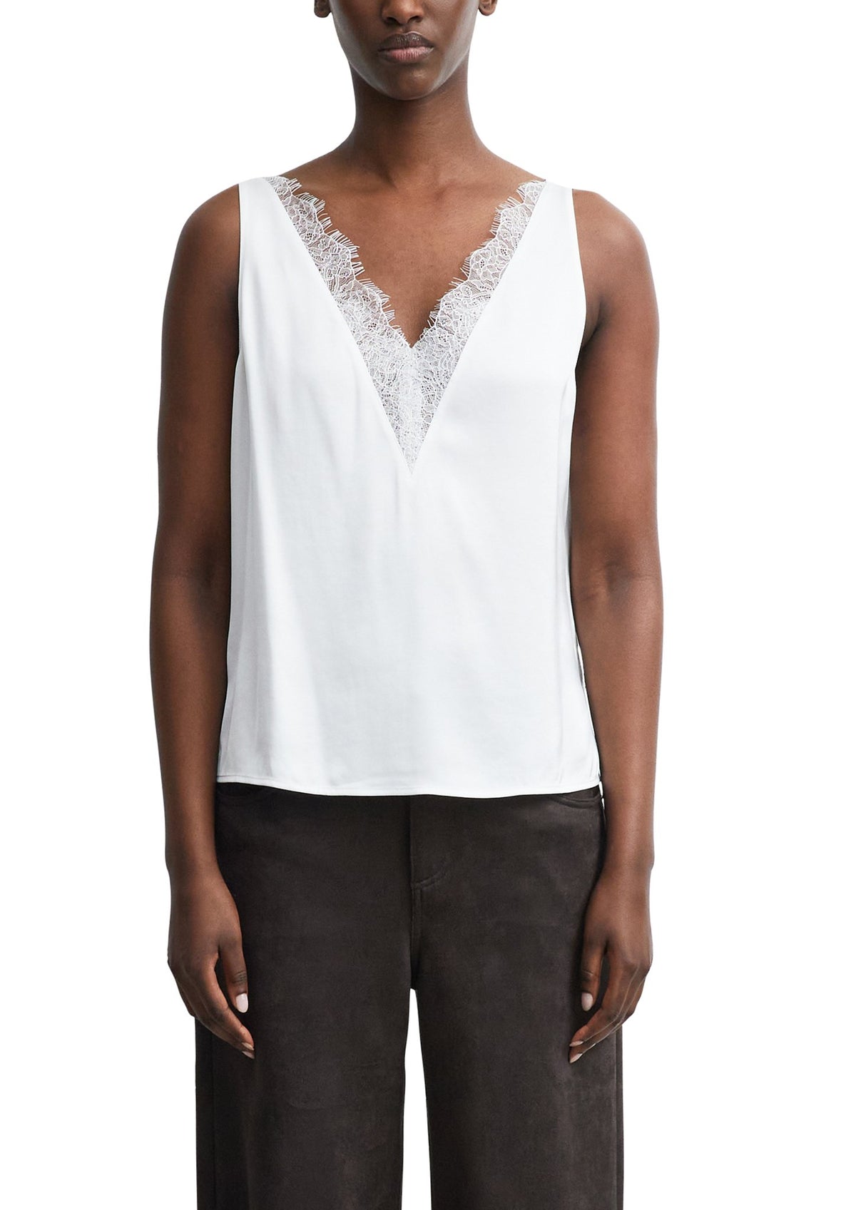 Satin Top mit Spitze