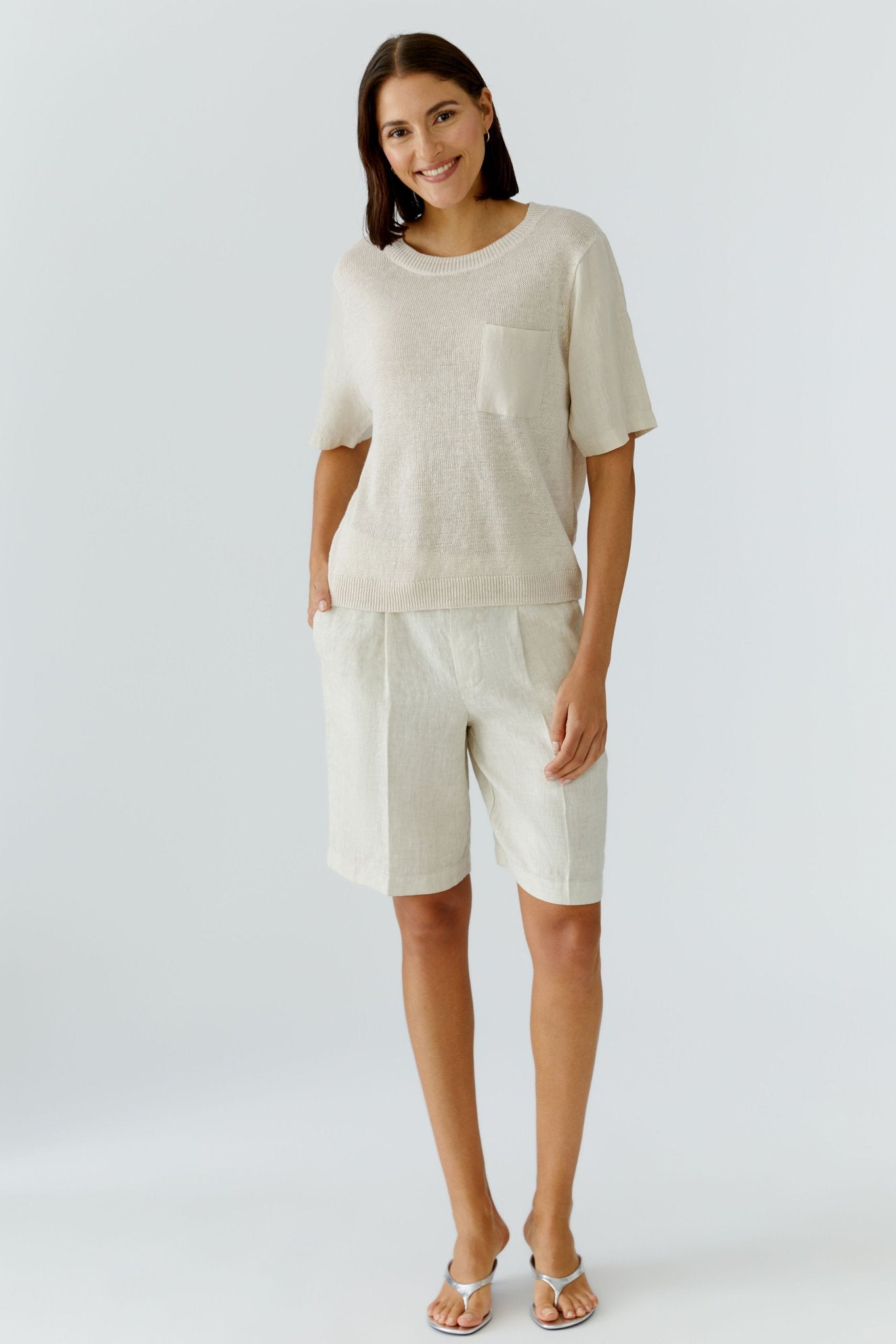 Oui Strickpullover Biscuit