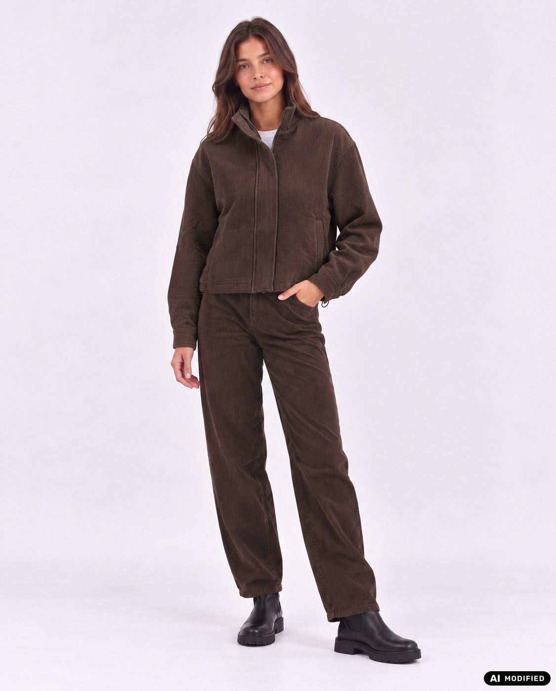 Cordjacke mit Stehkragen