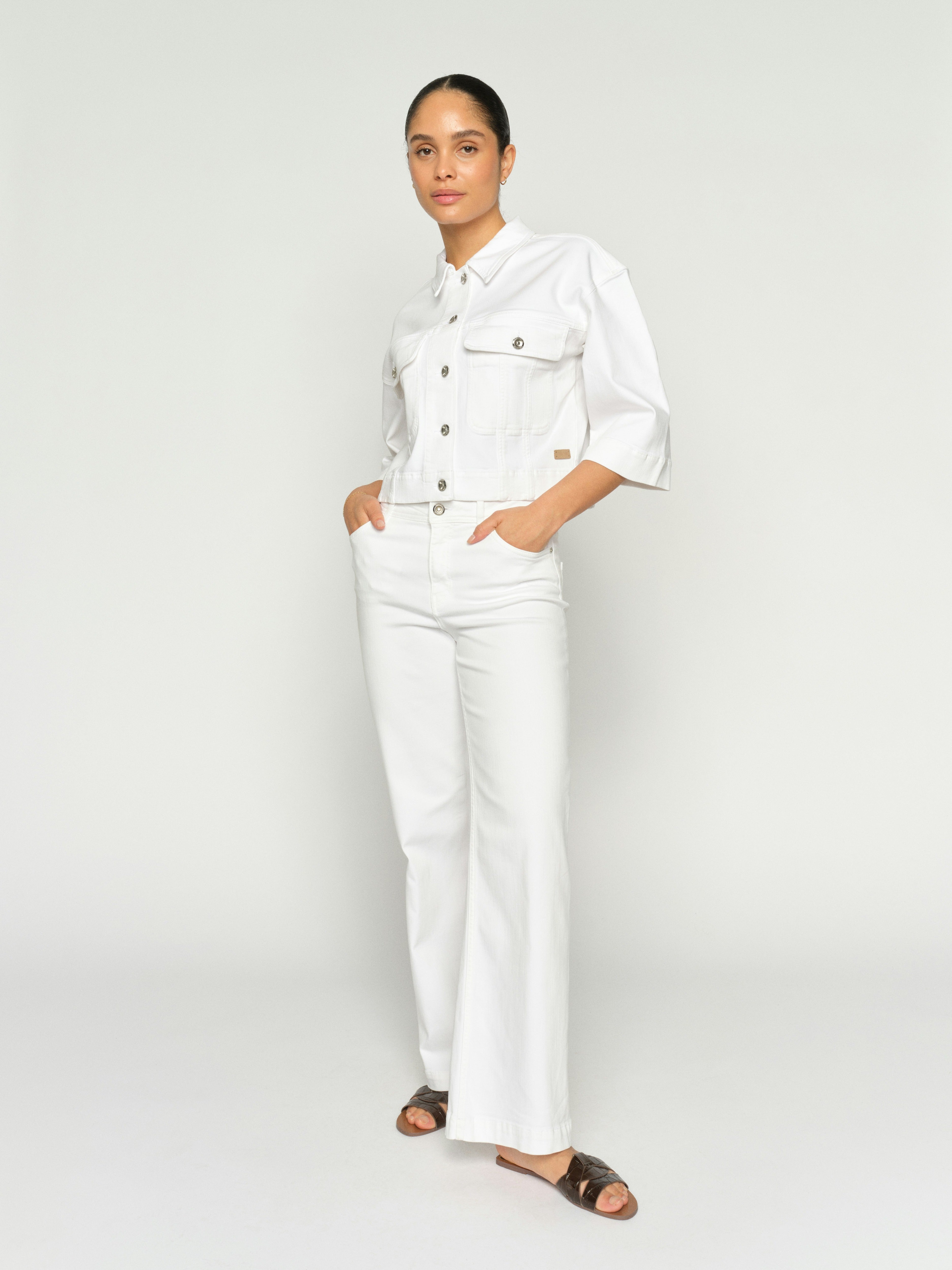 Mos Mosh Flared Leg Bright White