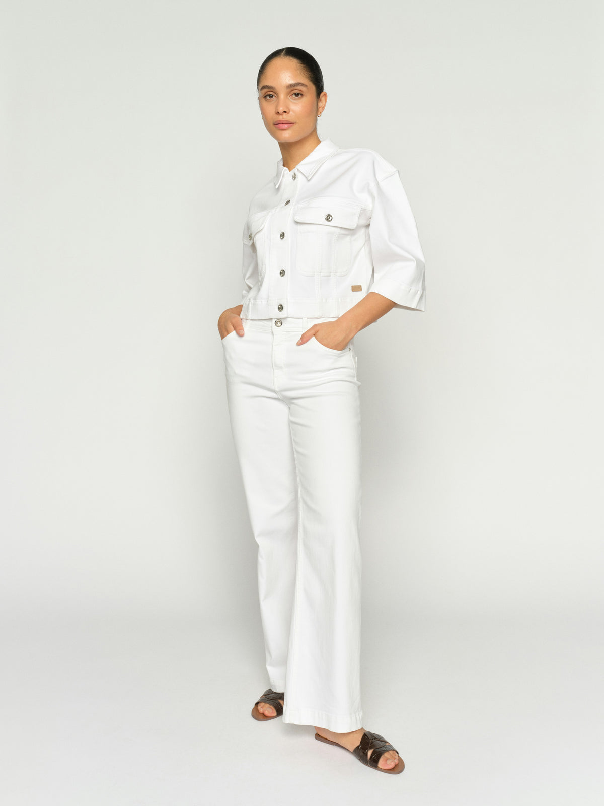 Mos Mosh Flared Leg Bright White