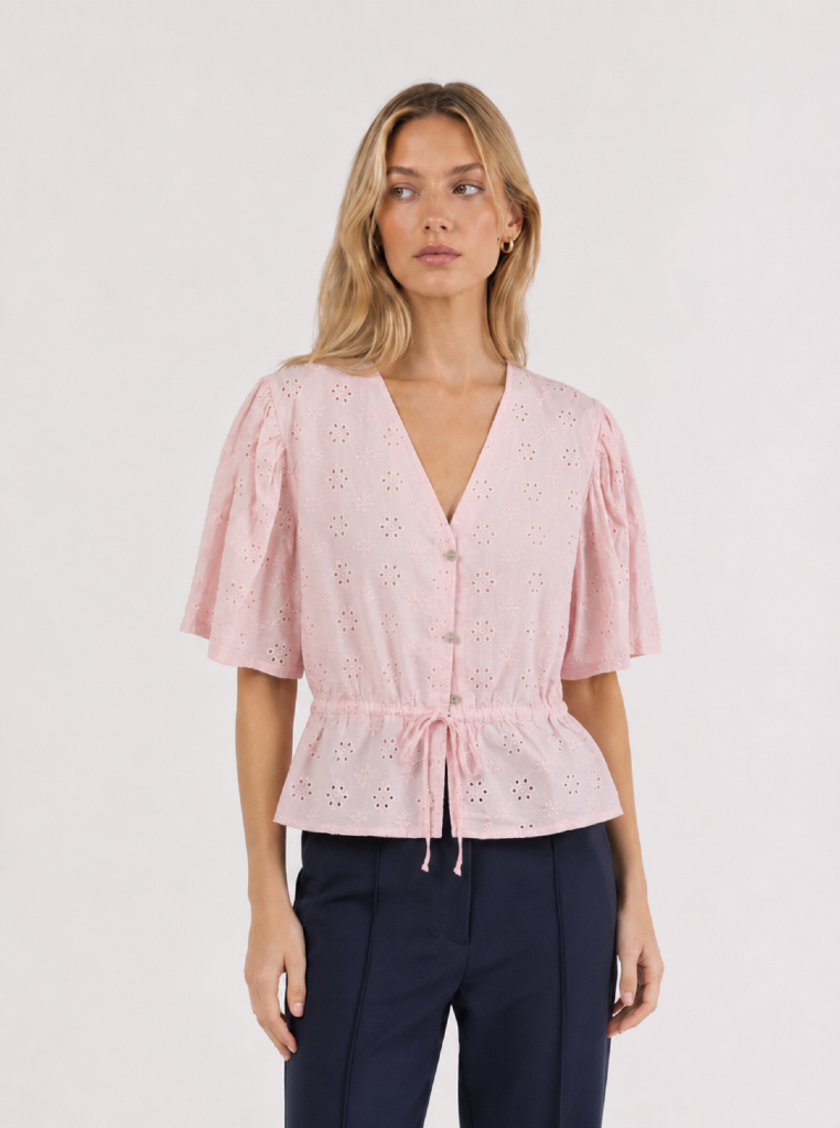 Bluse mit Blumenstrickerei